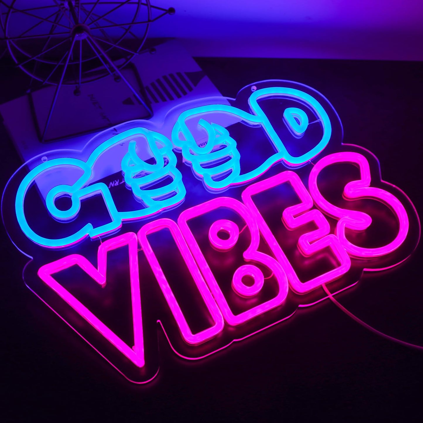qbanziou Good Vibes Neon Signs for Wall Decor，Led Neon Light for Man Cave、Bedroom、Garage，Christmas Birthday Party Gifts