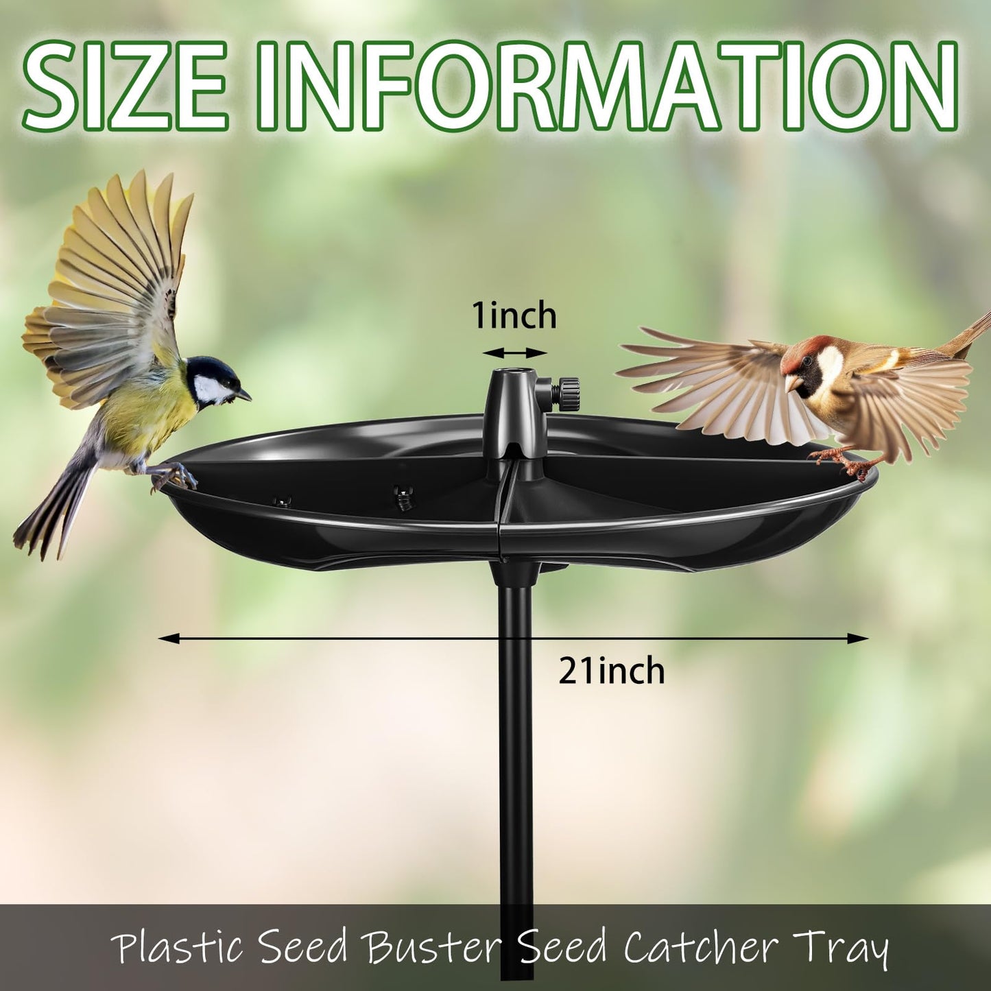 Geelin 21'' Plastic Bird Seed Catcher Tray for 1'' Outdoor Pole Feeders, Removable Bird Seed Catcher Tray for Hummingbird Bee Feeders Outdoors, Backyard, Garden, Not Included Pole