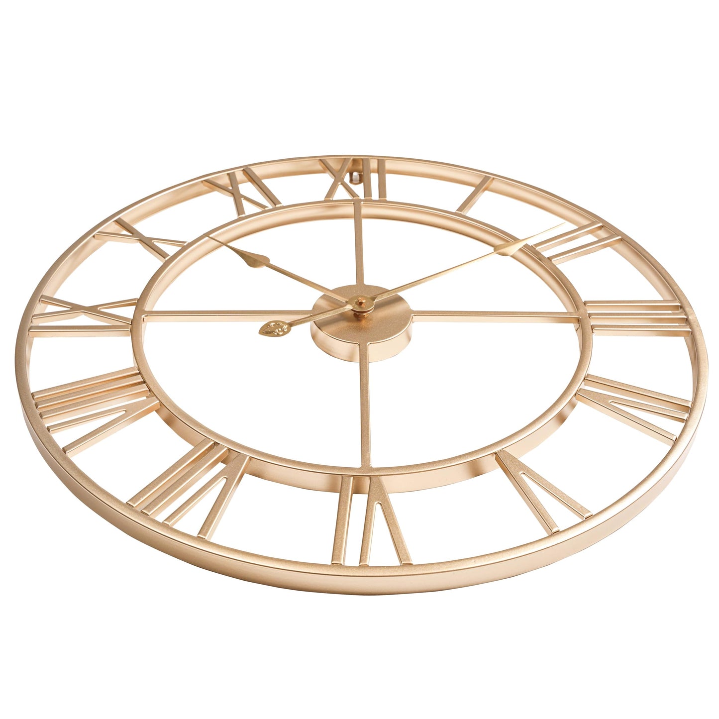 CLXEAST Champagne Gold Metal Wall Clock, Large Roman Numeral 24 Inch Wall Clocks for Living Room Decor,House Warming Gifts New Home