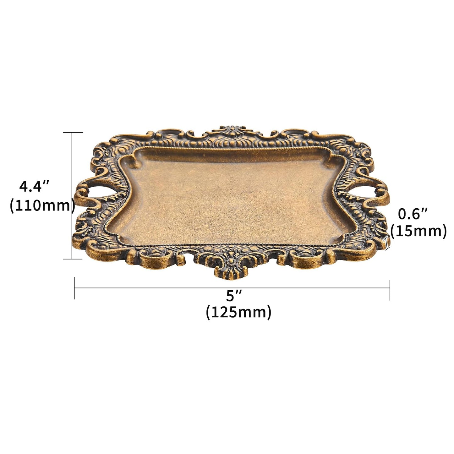 khtumeware 1 Pack Vintage Gold Jewelry Dish Antique Brass Jewelry Trays ideal for holding jewelry rings and small trinkets.