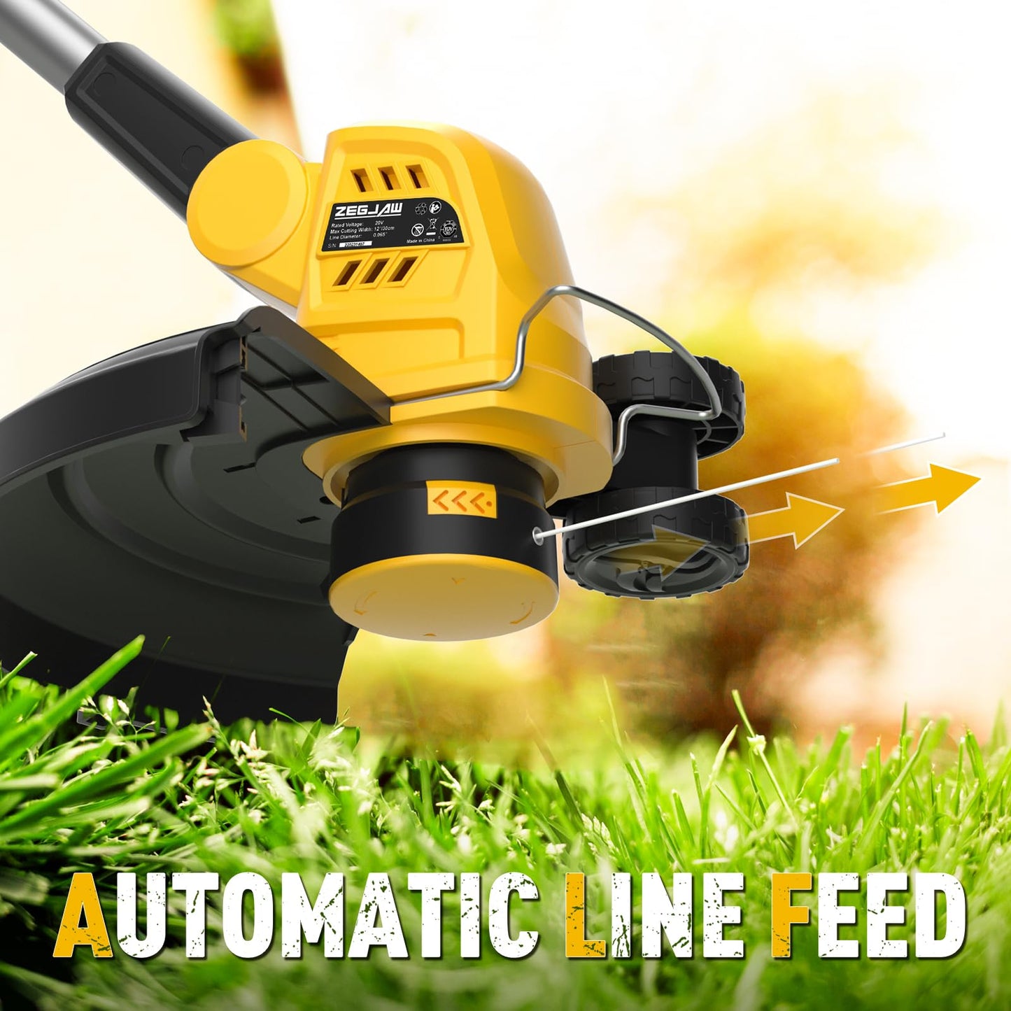 ZEGJAW 12 Inch 20V Cordless String Trimmer and Edger, 2-in-1 Weed Wacker Lawn Edger with 2x2.0Ah Battery and Charger, Battery Powered Grass Cutter with Auto Line Feed and 8pcs Line for Yard, Garden