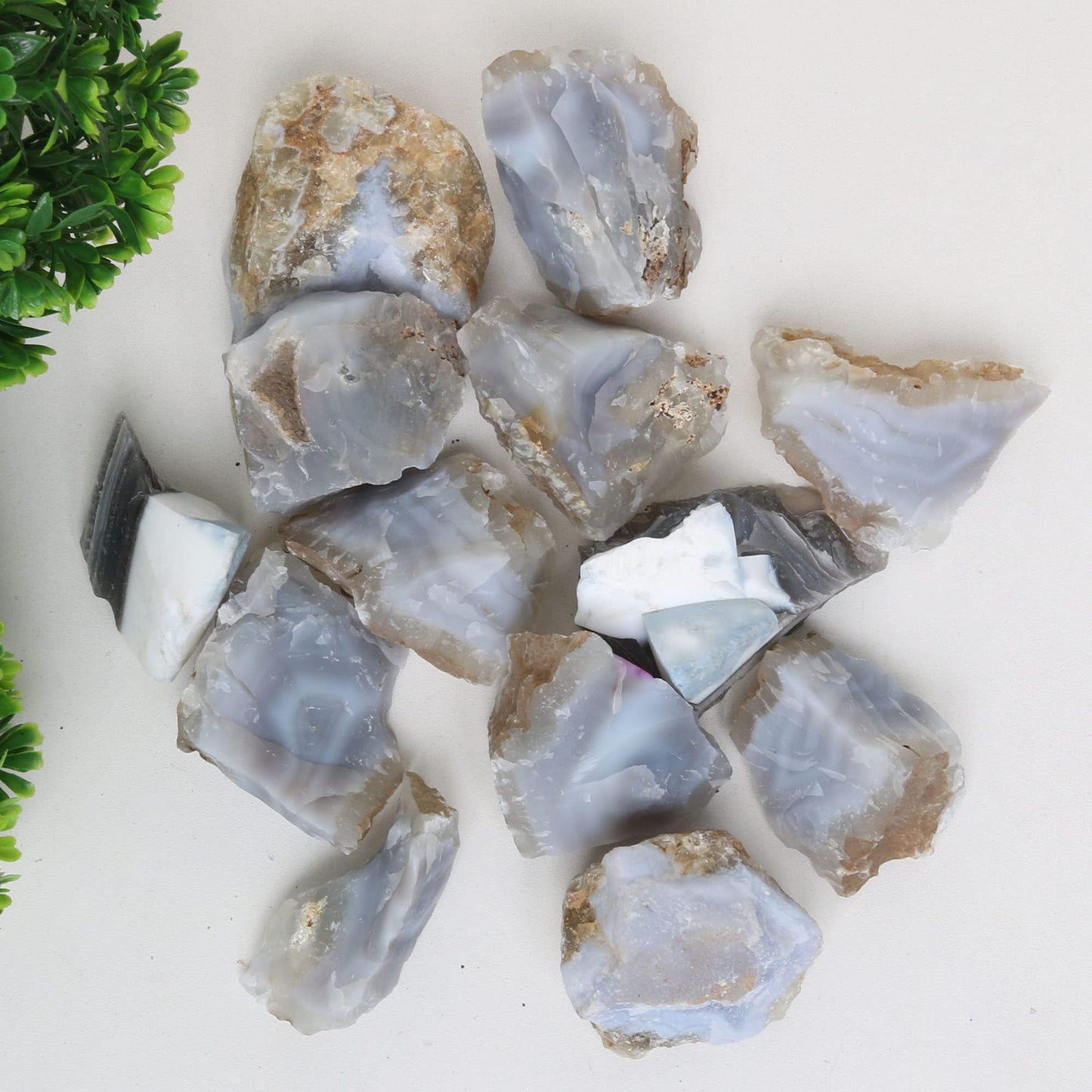 REAL-GEMS Natural Raw Healing Crystals Rough Stones for Tumbling, Cabbing, Polishing, Wire Wrapping, Wicca & Reiki Crystal Healing, Mix Gemstones,7 Chakra (Blue Lace Agate)