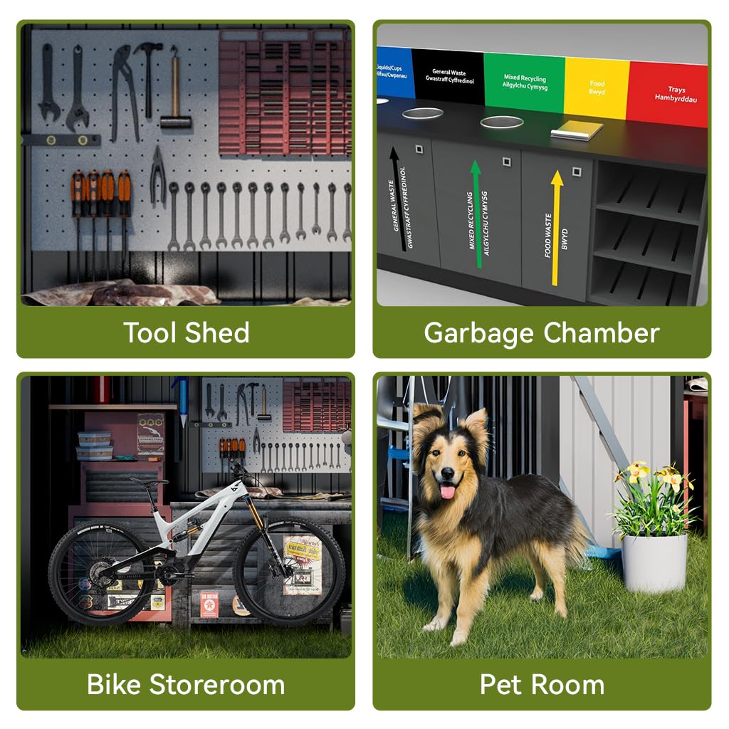 COMHOMA Shed Outdoor Storage Shed Metal,Lockable Doors Tool Sheds with Sloping Roof,Steel Garden Shed with Air Vent for Backyard,Patio,Lawn,Poolside(Grey,5'*3')