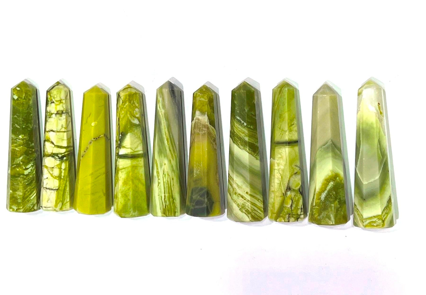 WholesaleGemShop 3 Inch Gemstones SERPENTINE Obelisk Tower Jumbo Facet Aura Rock Crystal Natural Polished Earth Wand Spirit