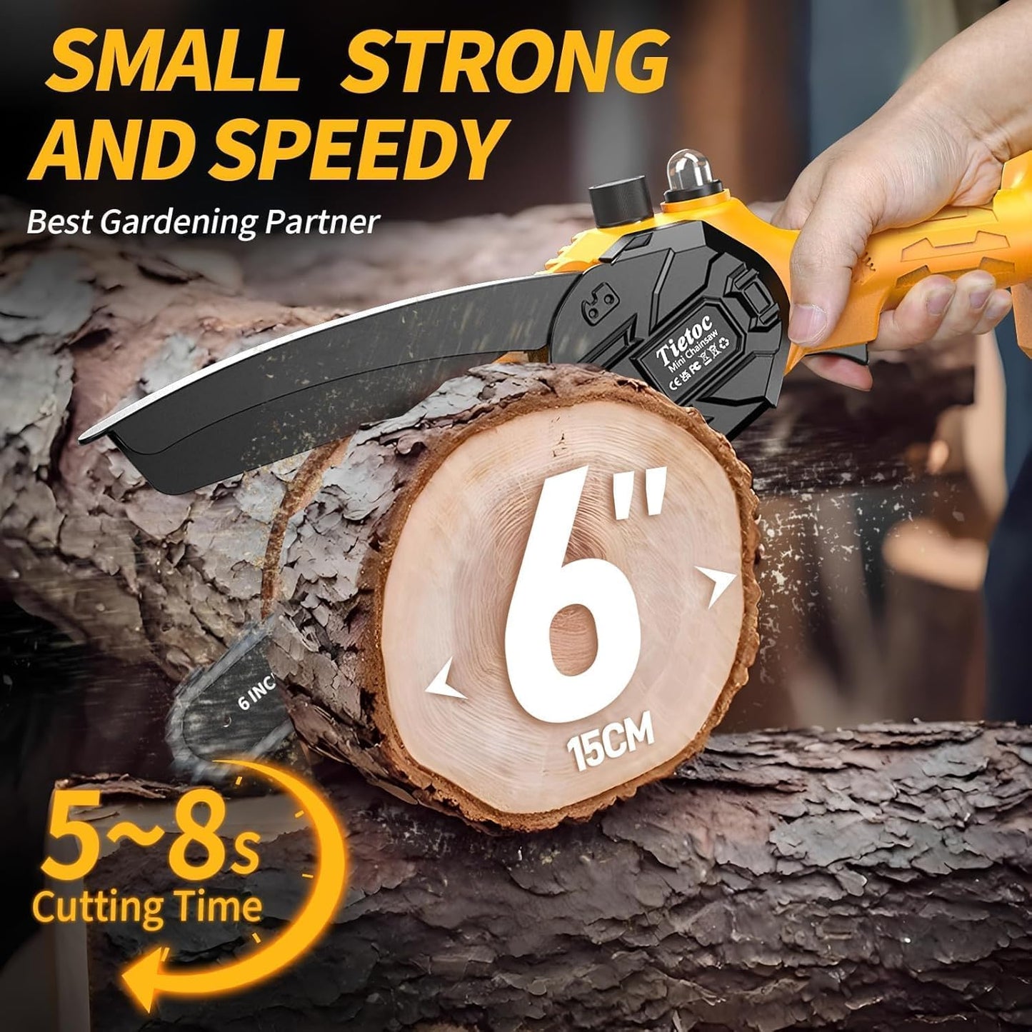Mini Chainsaw Cordless,6 Inch Portable Electric Chainsaw with 2 Battery 2 Chains,Battery Powered Small Handheld Chain Saw with Automatic Oiler,for Tree Trimming,Cutting Wood,Garden Tool,Gift for Men