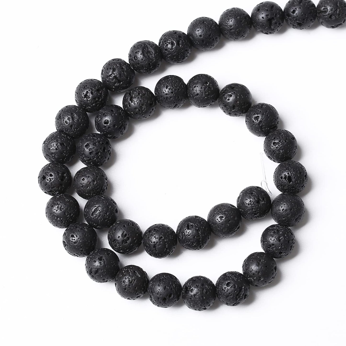8MM 45PCS Natural Stone Black Volcanic Lava Chakra Spacer Loose Beads for Jewelry Making DIY Bracelet