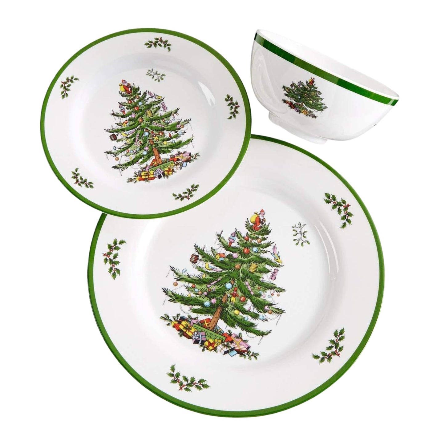 Spode Christmas Tree 12-Piece Dinnerware Set, Service for 4 - Dishwasher Safe Seasonal Dinnerware, Festive Christmas Tree Motif for Holiday Gatherings, Shatterproof & Durable Dishes - Made of Melamine