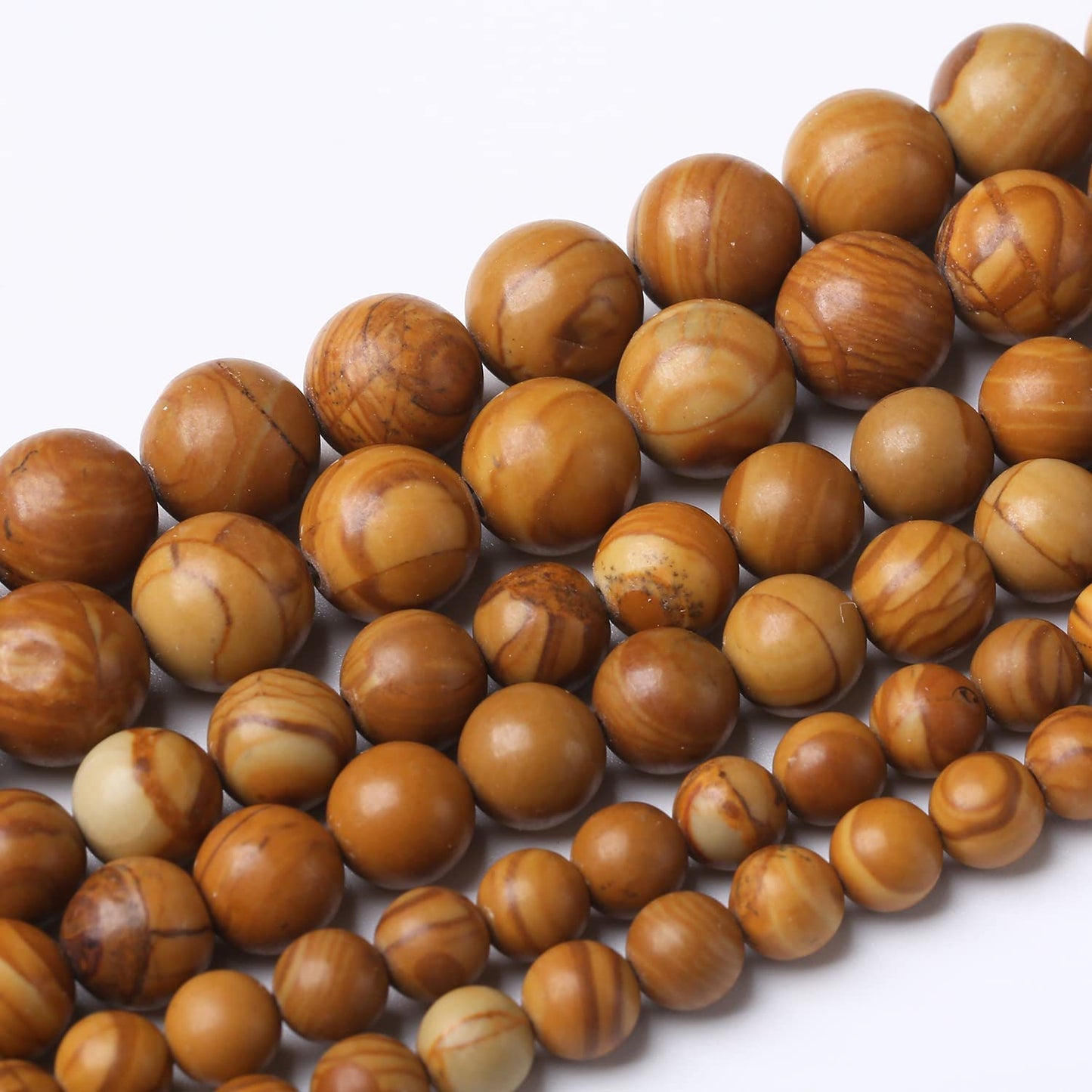 60PCS 6MM Natural Woodgrain Jasper Stone Beads Round Shape Suitable for Jewelry DIY Bracelet 15 Inches