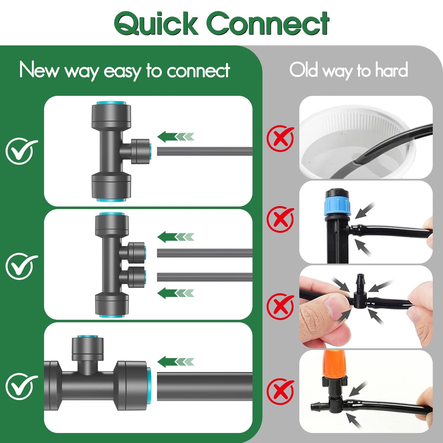 CyberOrd 360°Adjustable Drip Irrigation System Kit with Hose Timer - 98FT 1/2" Garden Watering System with 20 Copper Nozzles, Greenhouse Accessories, Irrigation System for Garden,Yard, Lawn, Plant