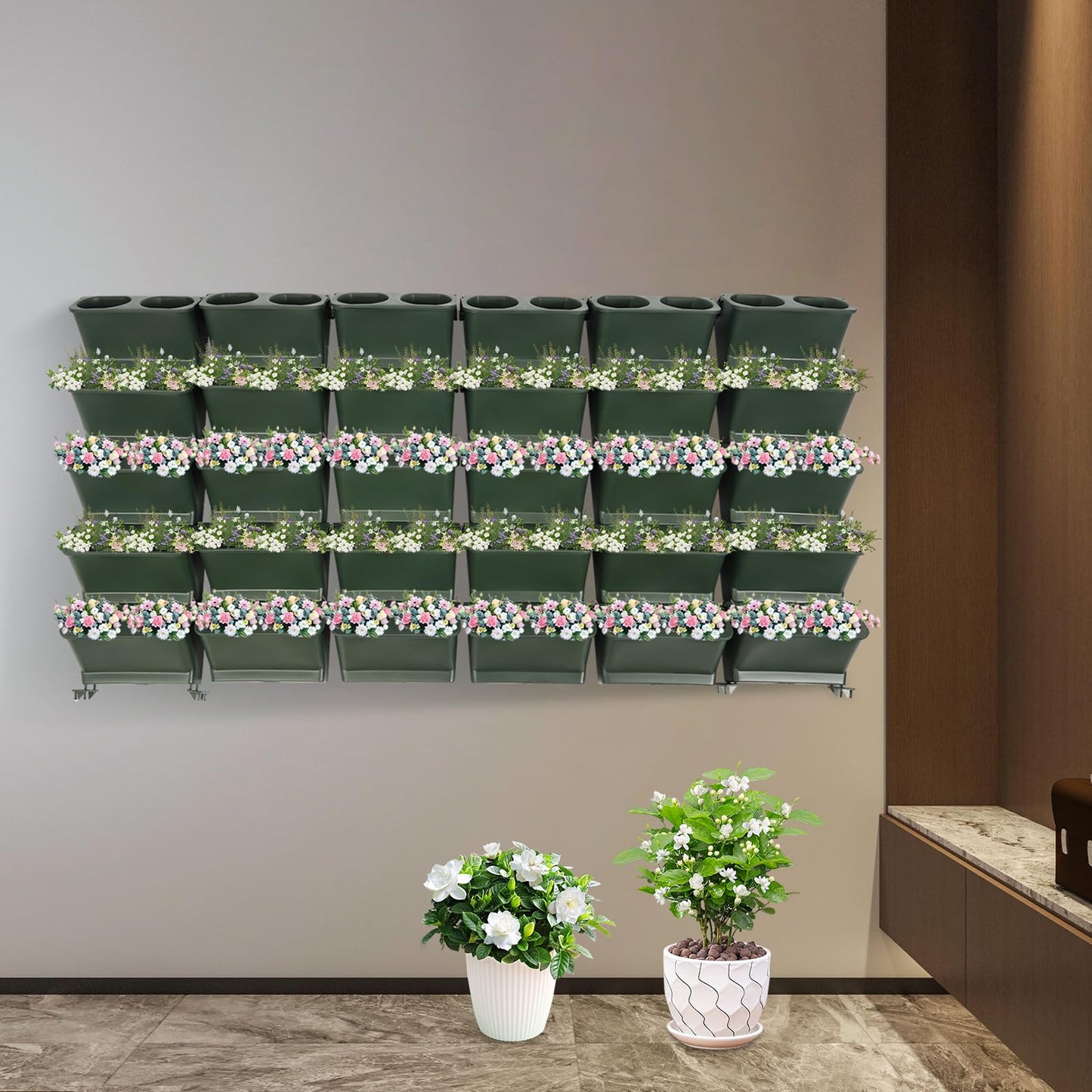 30 Pockets Self Watering Wall Planter Indoor Outdoor Planters Vertical Garden Stackable Wall-Mounted Planter Hanging Flower Herbs Vegetables for Home Balcony Decoration