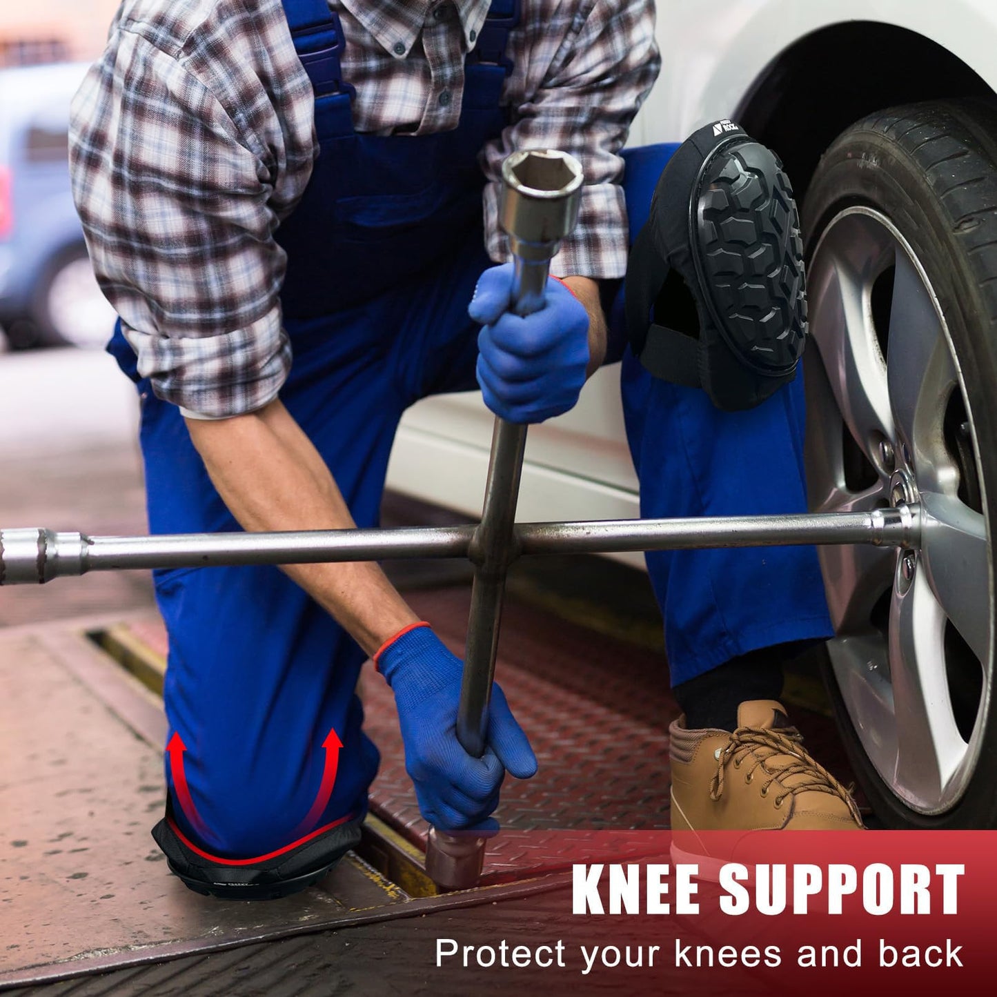 FREEKYROCK Professional Knee Pads for Work Construction with Heavy Duty Cap Foam Padding Gel Cushion Knee Pads for Men, Comfortable Adjustable Strong Strap, Military Grade Rivet for Flooring Gardening