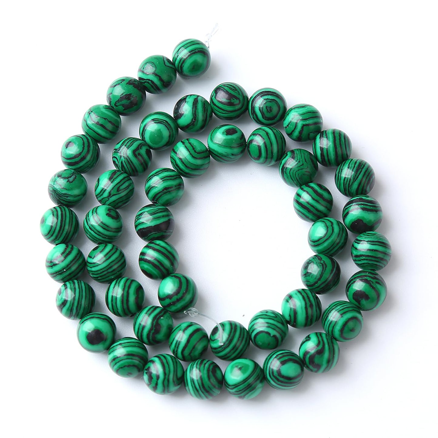 60pcs 6mm Synthetic Green Malachite Beads Natural Stone Round Loose Spacer Beads for Jewelry Making DIY Necklaces Bracelets 15" (6mm, Green Malachite)