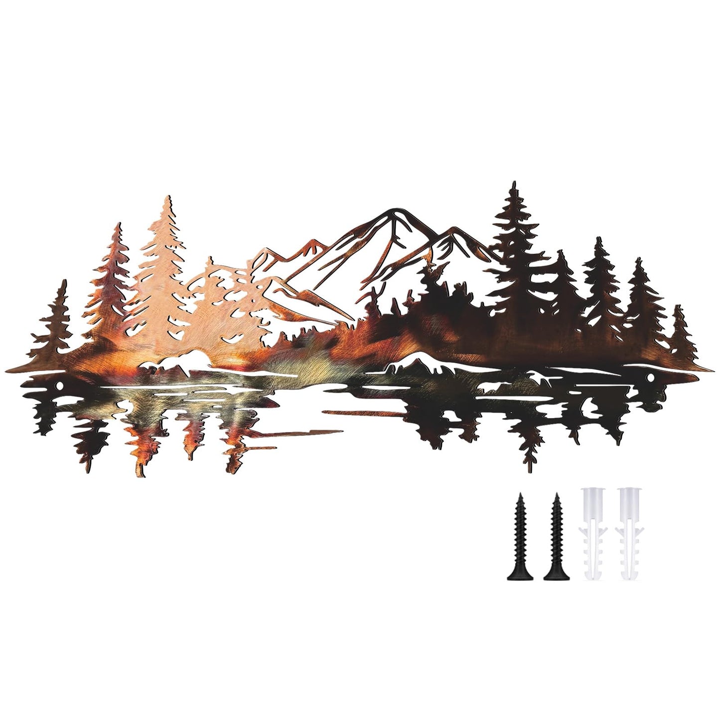 Novabright Mountain Reflection Wall Art Natural Metal Landscape Wall Decor Modern Rural Aesthetic Mountain Art Decoration for Living Room, Bedroom, Office, 6.3 x 13.8 Inches