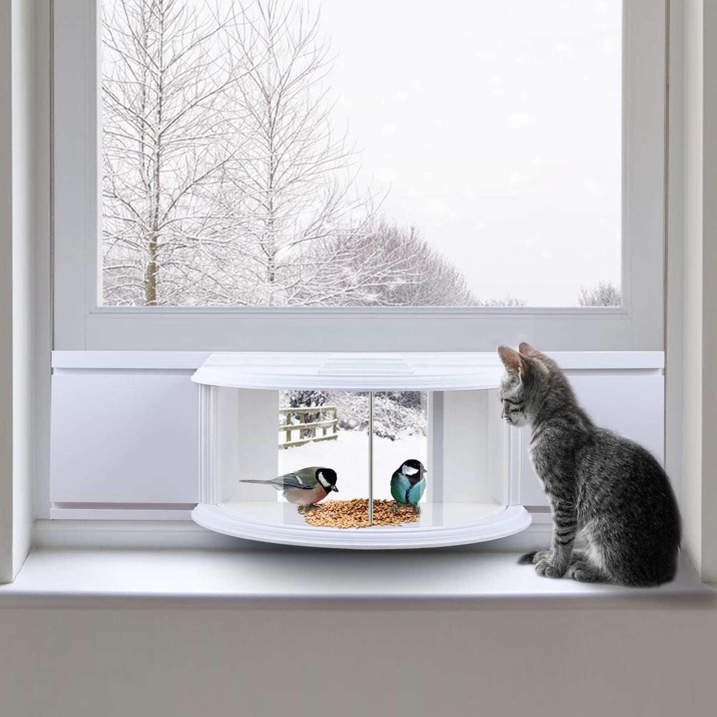 BAIAPEY in Window Bird Feeders for Viewing - 180° Clear View Bird Feeder, Durable, Elegant, Fits Windows 27-35" Wide, for Bird Watching-Bring Joy to Your Home