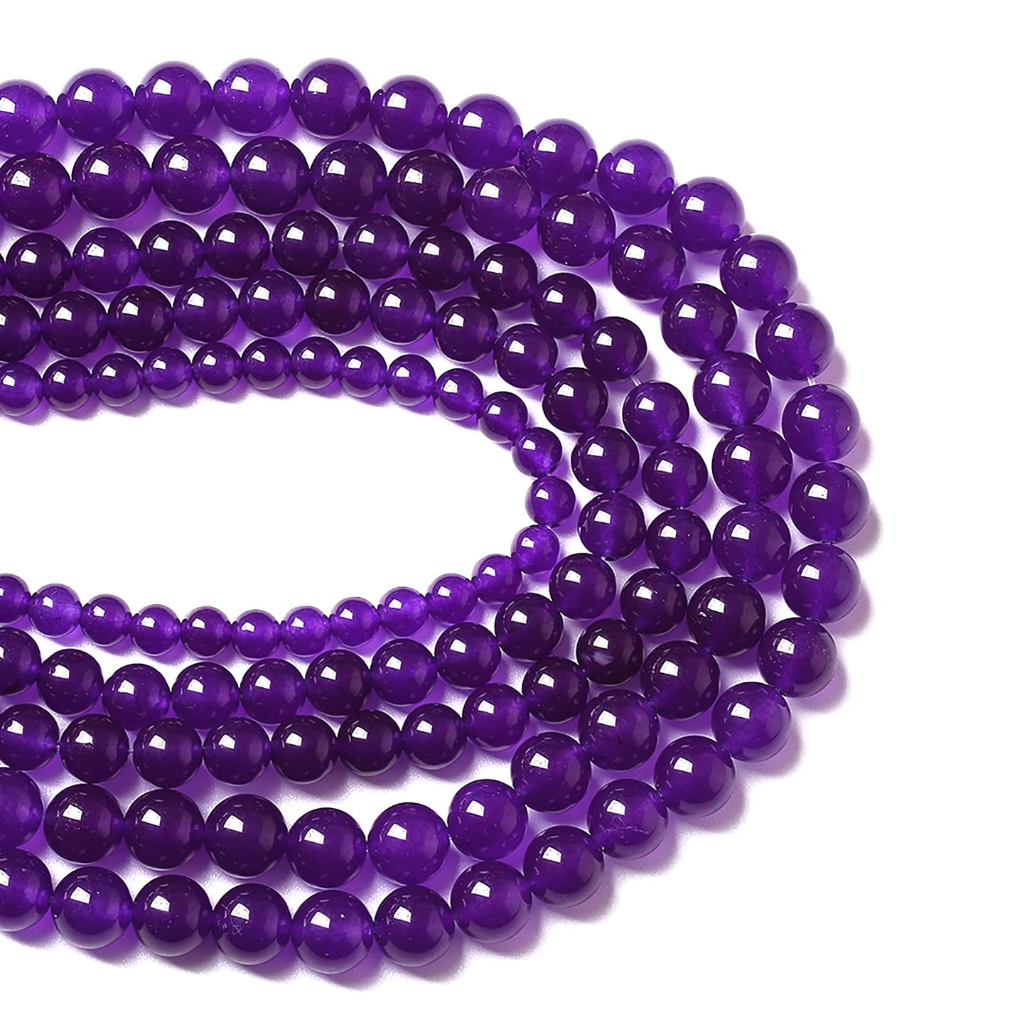 90pcs 4mm Natural Amethyst Jade Stone Round Loose Spacer Beads for DIY Jewelry Making Necklaces Bracelets Healing Energy Beads (4mm, Amethyst Jade)