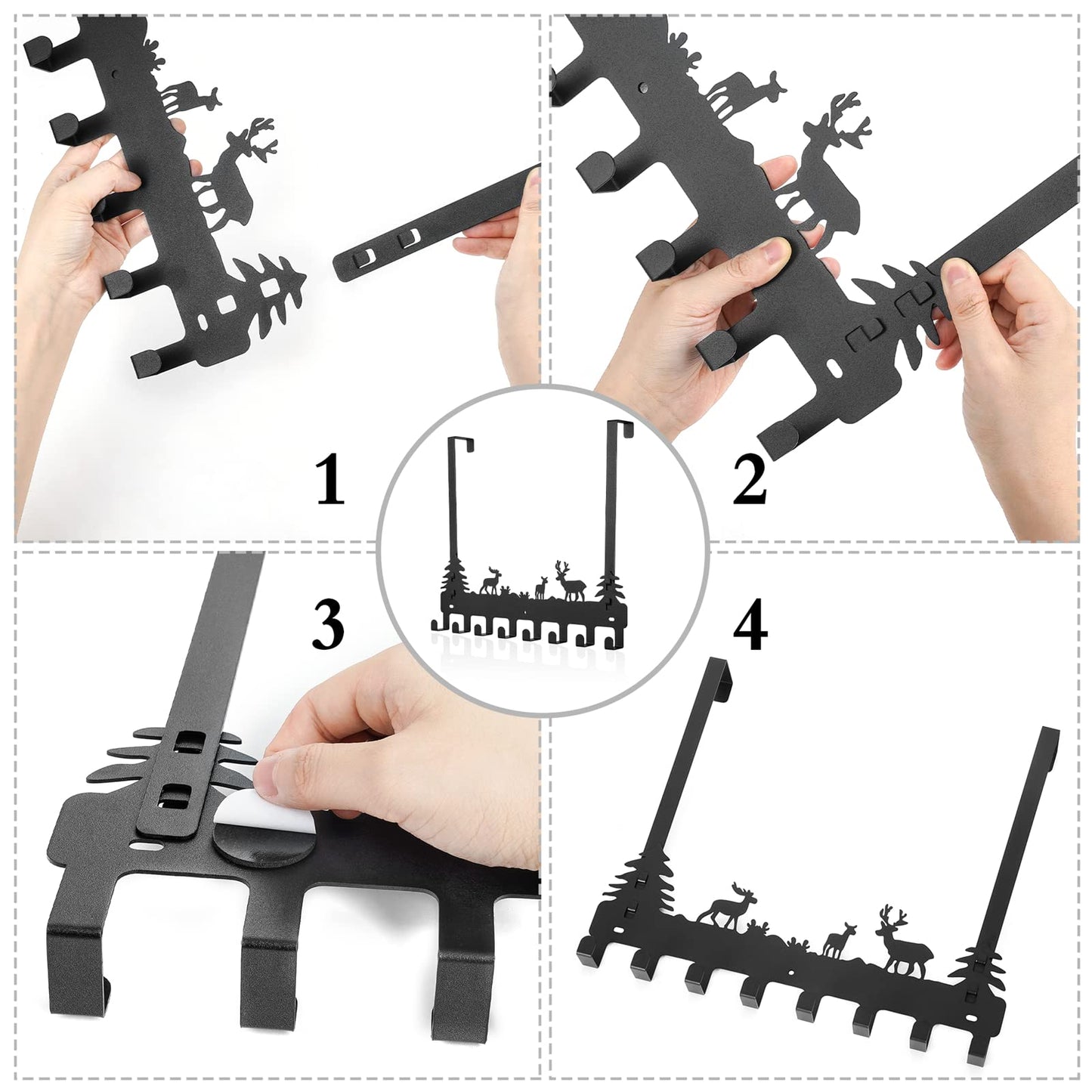 WIEMELIER Over Door Clothes Hanger Shower Room Towel Hook Hanger Over Door Hooks Black 8 Hooks