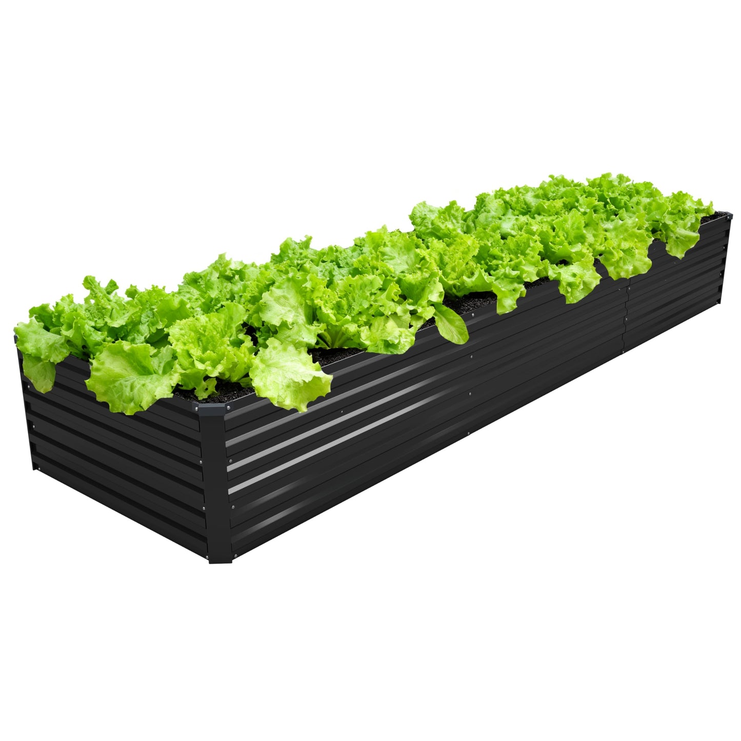 MGNO 12x2x1.5FT Galvanized Raised Garden Bed-Outdoor Planter Box for Vegetables-Metal Garden Bed,RRectangle Planting Box for Herb,Flower,Black