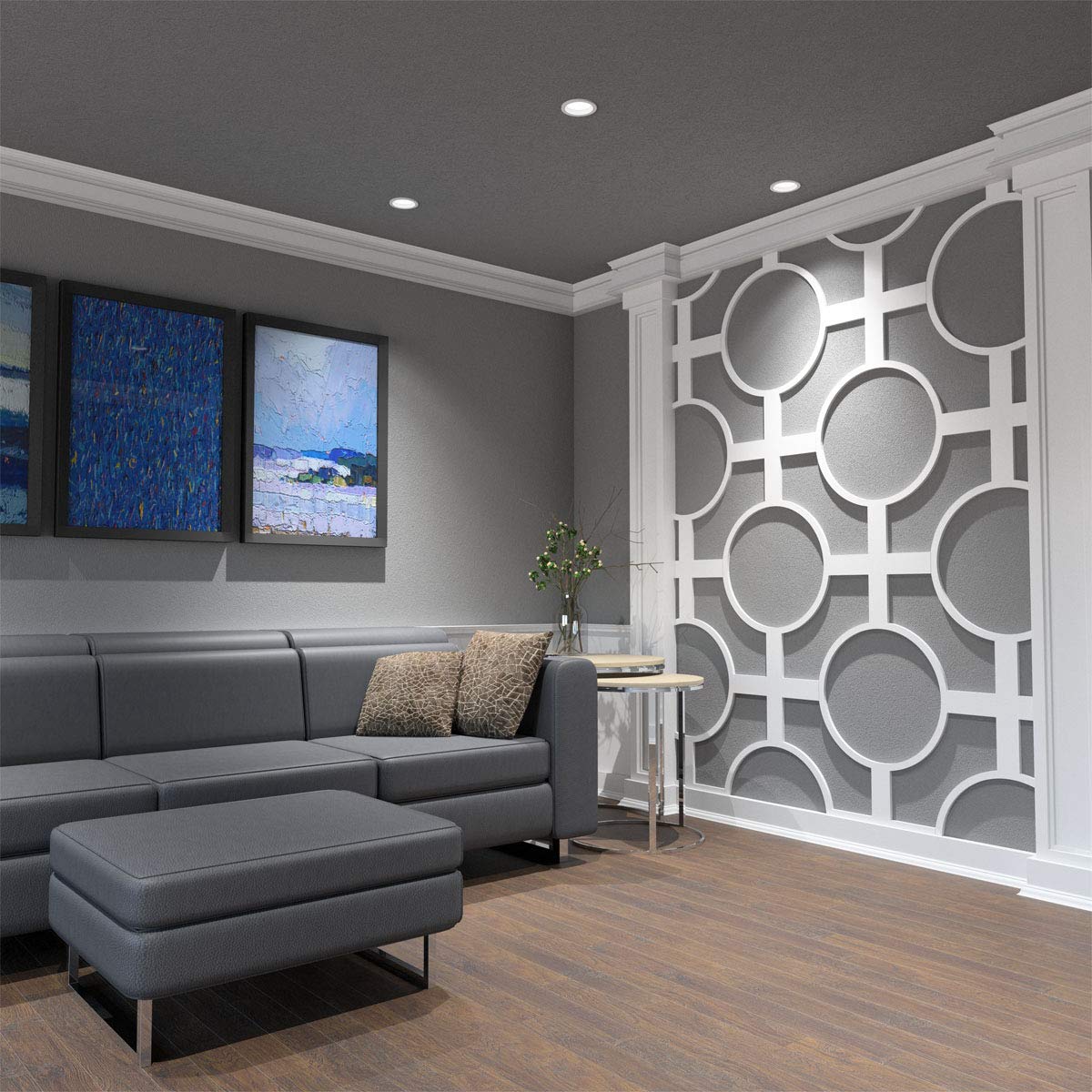 Ekena Millwork 42 1/4"W x 23 3/8"H x 3/8"T Large Chesterfield Decorative Fretwork Wall Panels in Architectural Grade PVC