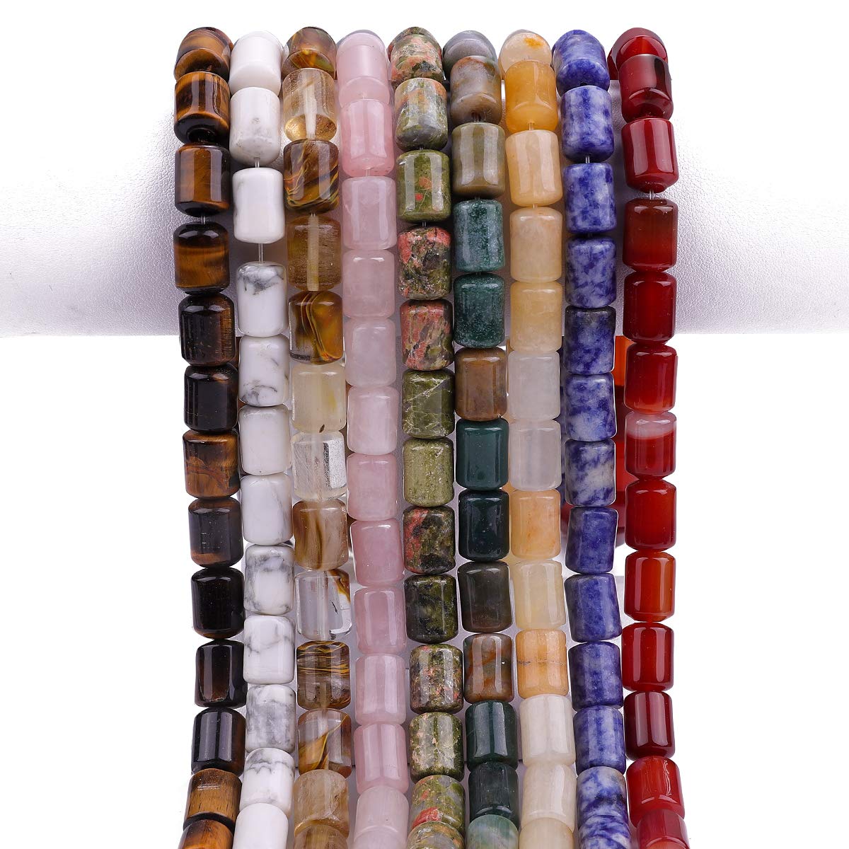BEADIA Natural Red Agate Cylinder Stone Loose Semi Gemstone Beads for Jewelry Making 10mmx14mm 38cm