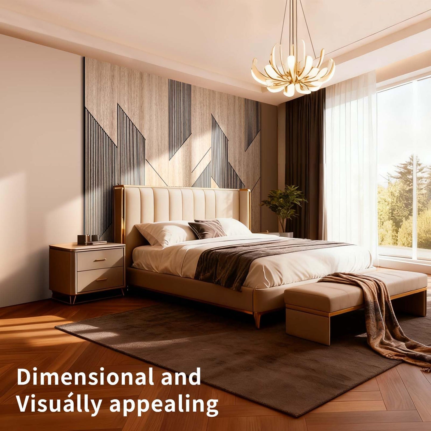 SSHENGYA 8-Pack Teak Wood Grain 3D Wall Panels with Adhesive, Peel and Stick PVC Wall Tiles for Accent Wall, Covers 82.15 Sq Ft for Luxury Living Room & Bedroom Decor
