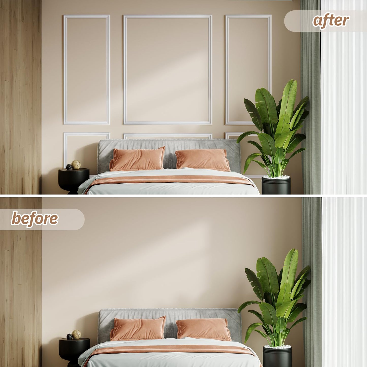 NOTASA Peel and Stick Wall Molding Kit, Accent Wall Panels for Interior Wall Decor with Double-Sided Tape, 3 Set Pre-Cut PS Wainscoting Panels (50 * 40 in)