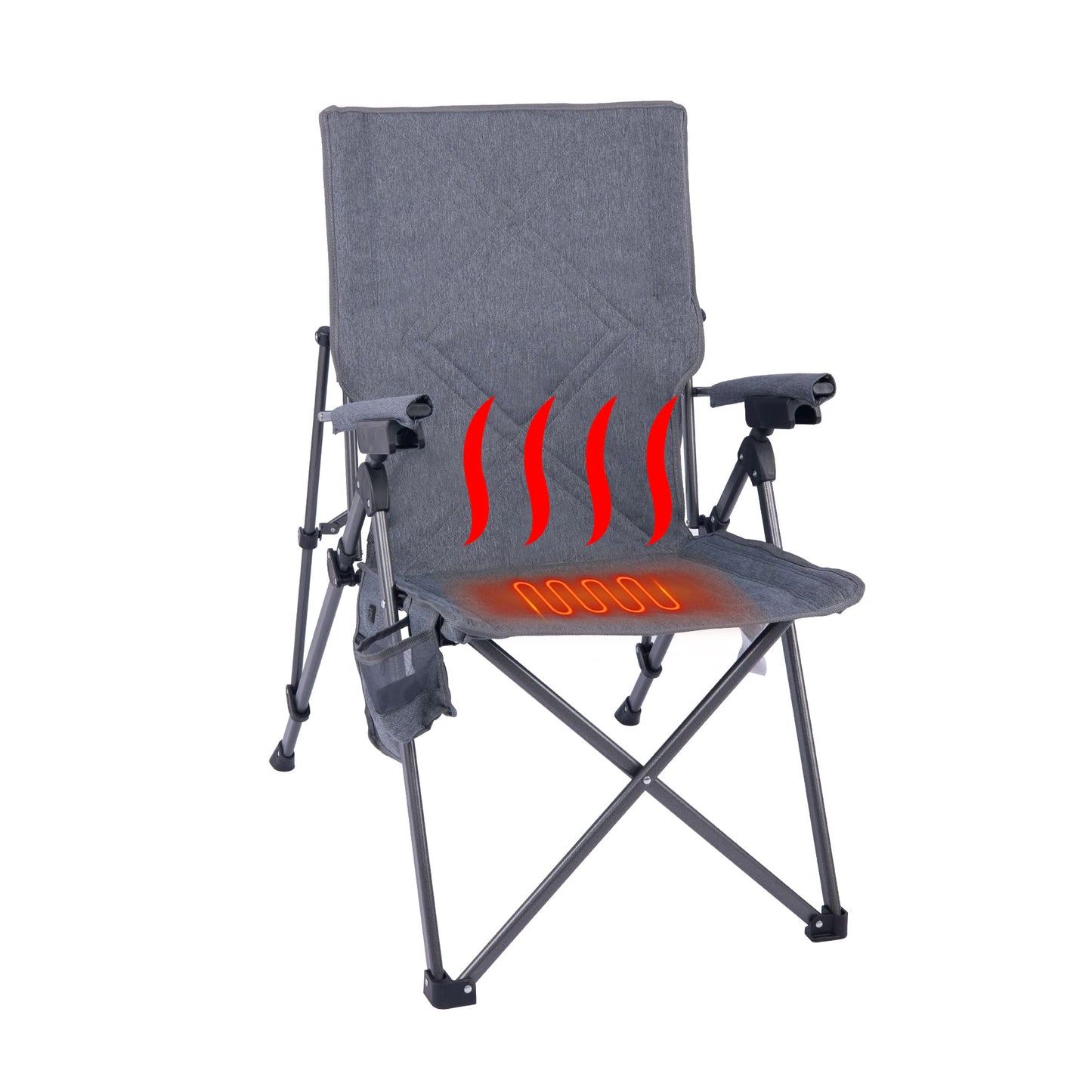 SUNNYFEEL Outdoor Reclining Camping Chairs Adjustable 3 Position Foldable Heavy Duty Adults 300 LBS Capacity for Adults Lounge with Cup Holder, Heated Folding Camp Chair Lawn Patio Outdoor Porch