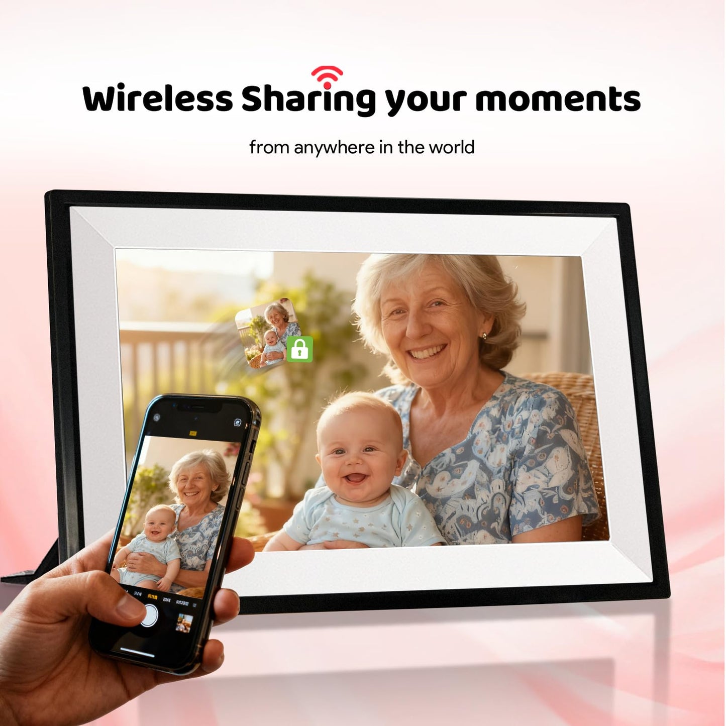 PIPI Vision 10.1 Inch WiFi Digital Picture Frame, Upgraded 32GB Storage,Smart Frameo App, IPS Touch Screen, Easy Setup, Instantly Share Photos & Videos for Mom,Grandparents
