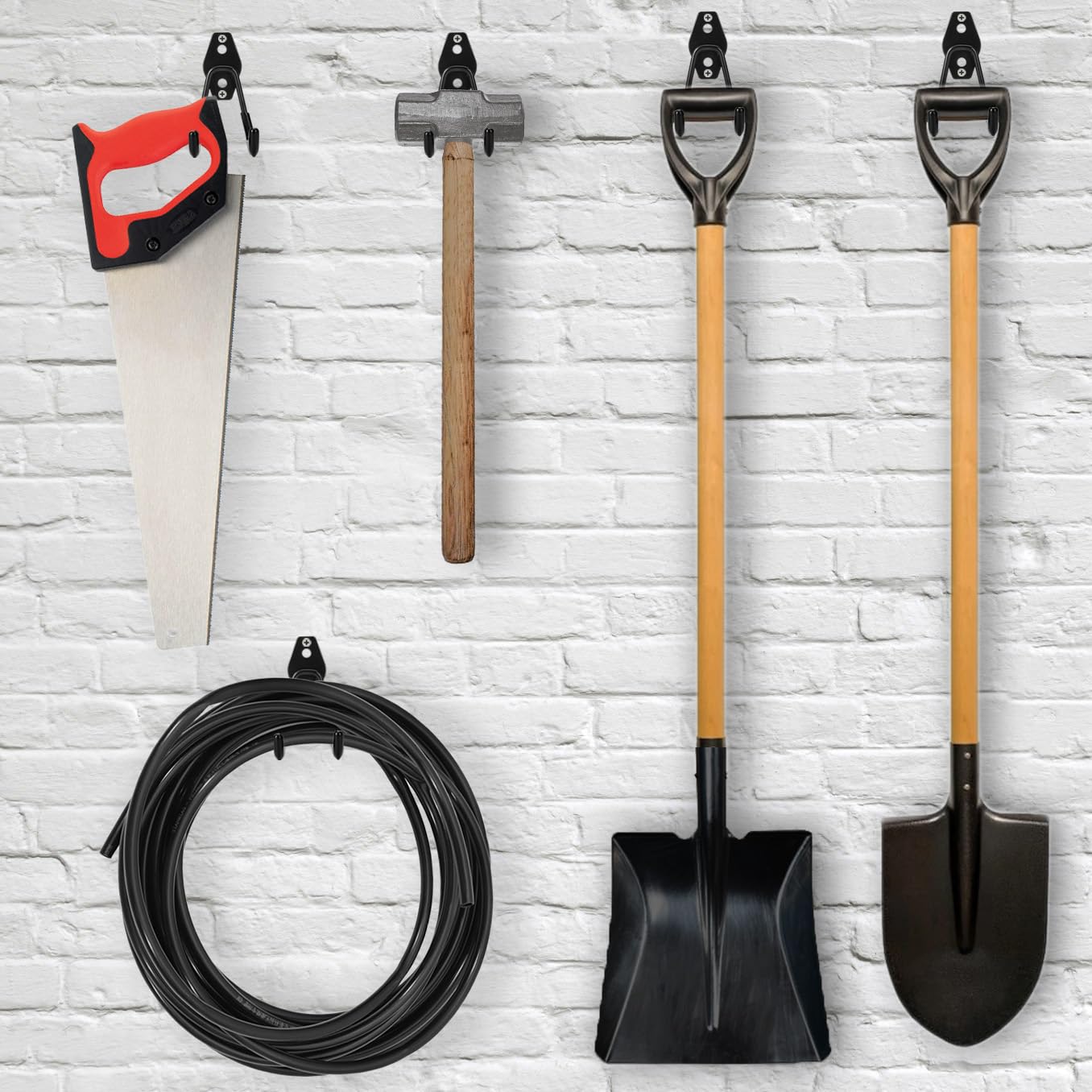 Suprom 6 Pack Garage Hooks Heavy Duty - Supports 100 lbs, Utility Steel Garage Hanger & Organizer for Organizing Garden Lawn Tools, Ladders, Garden Hose, Digging Shovel, Bikes, Ropes
