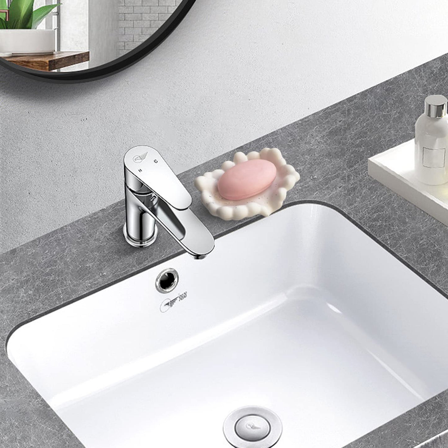 White Bathroom Soap Dish,Self Draining Soap Dish,Ceramic Soap Holder for Counter Top,Bar Soap Holder