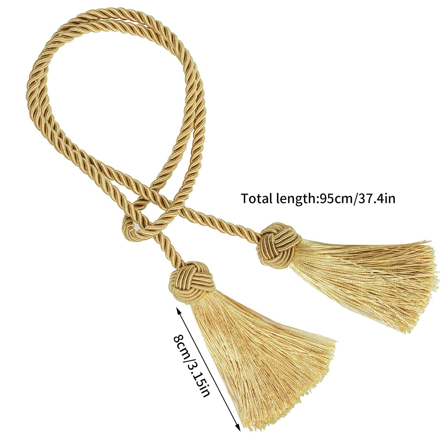 4 Pack Curtain Tiebacks Window Curtain Tiebacks Decorative Tassels Tieback Gold Rope with Tassels for Home Window Office Decoration(Gold)