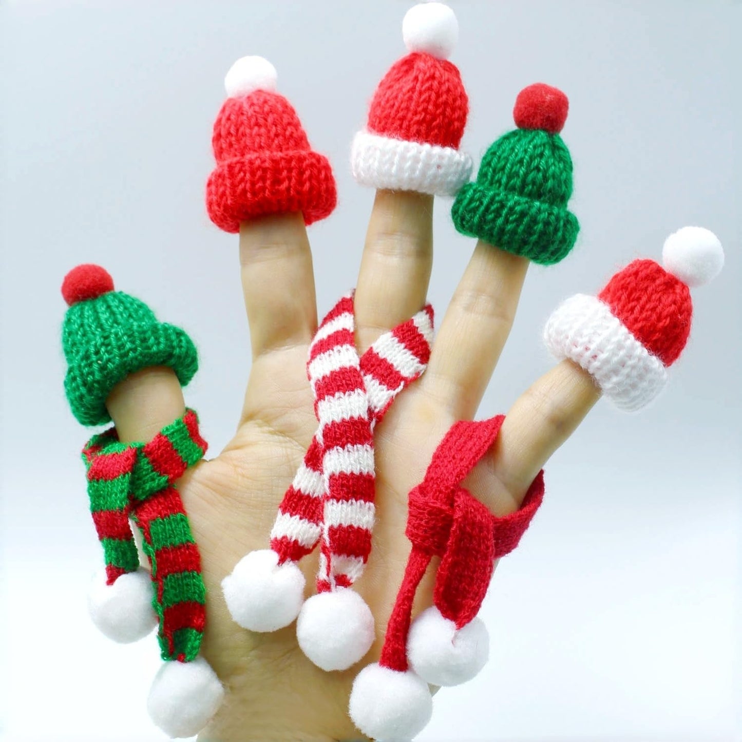 YGbridge Mini Santa Hats and Christmas Scarf Set, 60Pcs Mini Hats for Crafts, Christmas Decorations for Tree Ornaments, DIY Arts and Crafts, Snowman Doll Decor (60PCS)