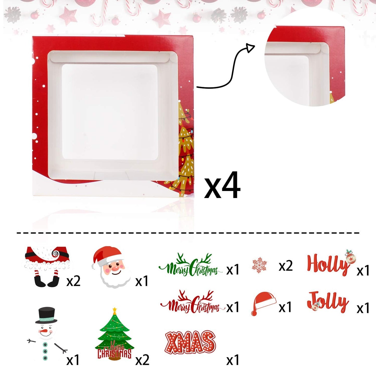 LINGTEER 4Pcs Merry Christmas Balloon Boxes Party Decorations - Perfect for Christmas New Year Holiday Fun Quick Party Decorations Gift Sign.