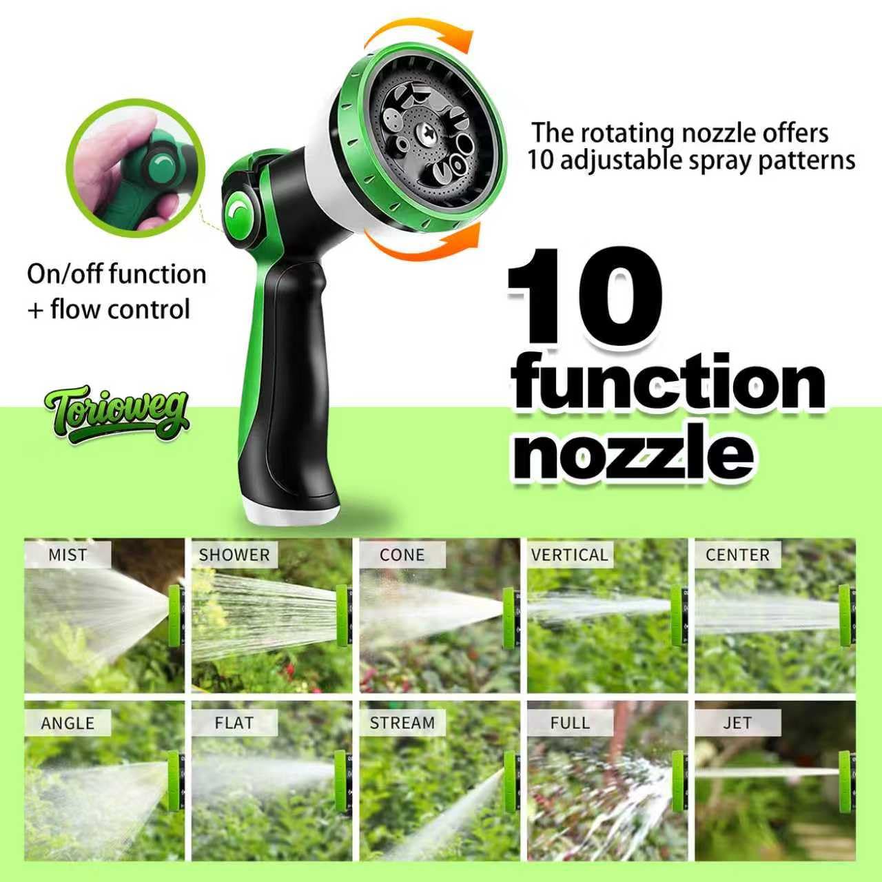 Torioweg Garden Hose 50 FT-Triple-layer pipe, Heavy Duty Water Hose with solid Aluminum Fittings, Ultra-Lightweight and Flexible, Abrasion-Resistant, Rust-Resistant,Watering and Cleaning for Outdoor