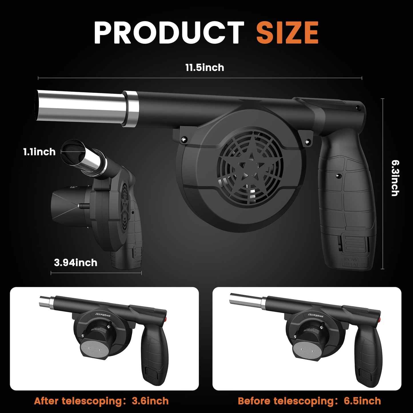 MILBOPAX Wireless Electric Bellows Portable Fireplace Tools Air Blower 12V Fan Bellows Fire Wood Stove Blower Outdoor BBQ Camping Fire Fan