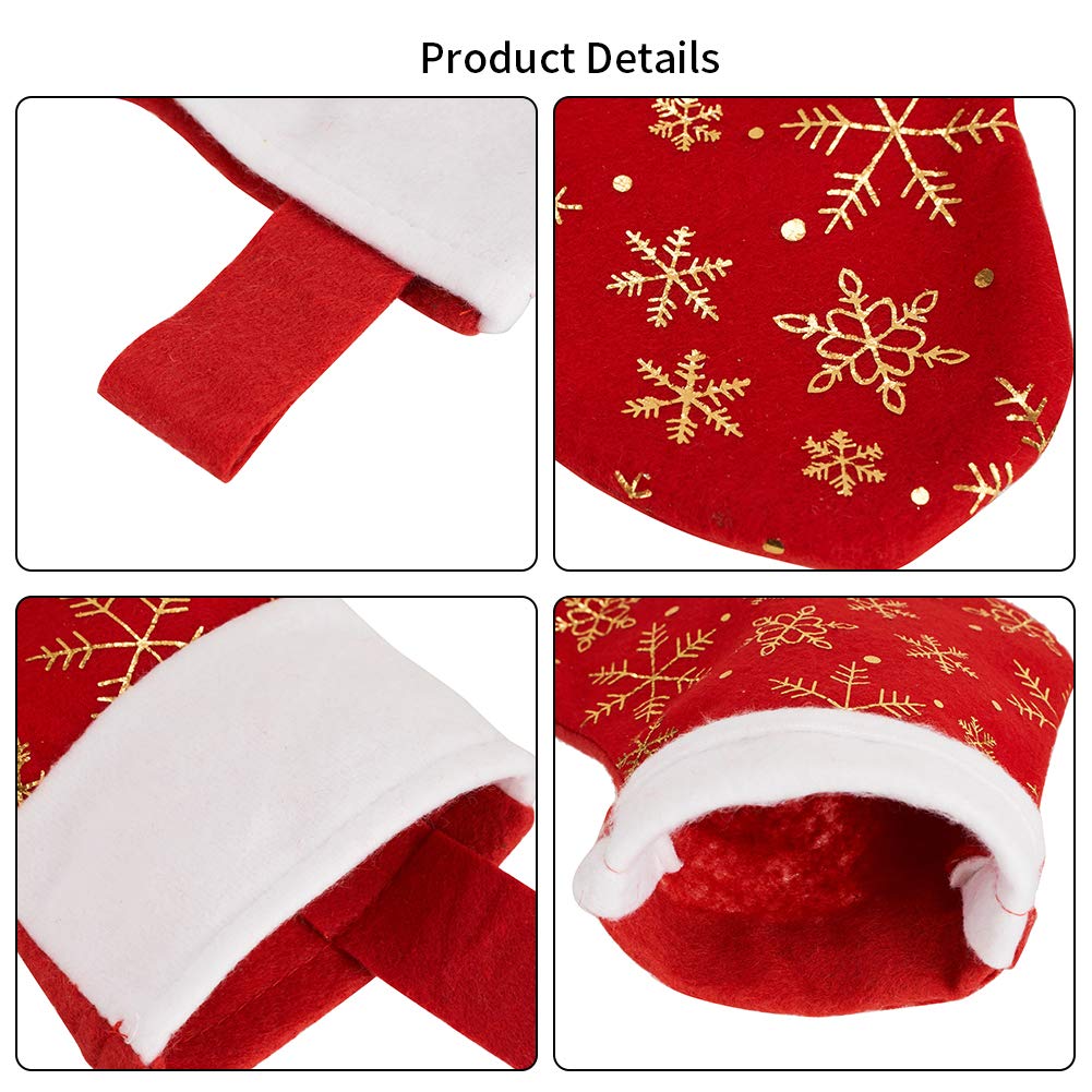 CCINEE 24PCS Christmas Stockings Decoration Snowflakes Stocking Red Fannel Faux Fur Xmas Stockings for Home Decor Fireplace