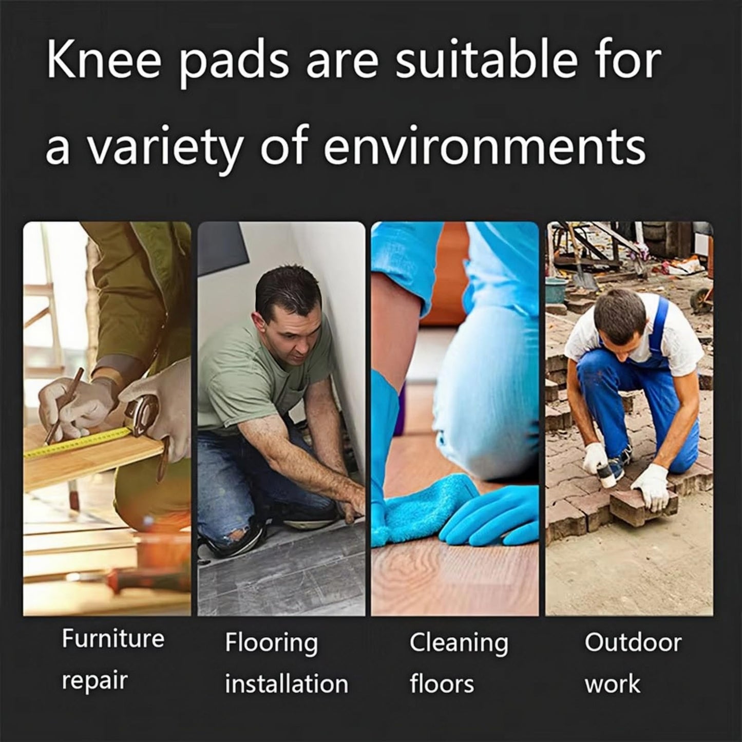 MBHKRRSGardening Knee Pads for Women and Men Lightweight Waterproof Foam Knee Pads for Gardening and Housework with Adjustable Hook'n'Loop Straps (black)