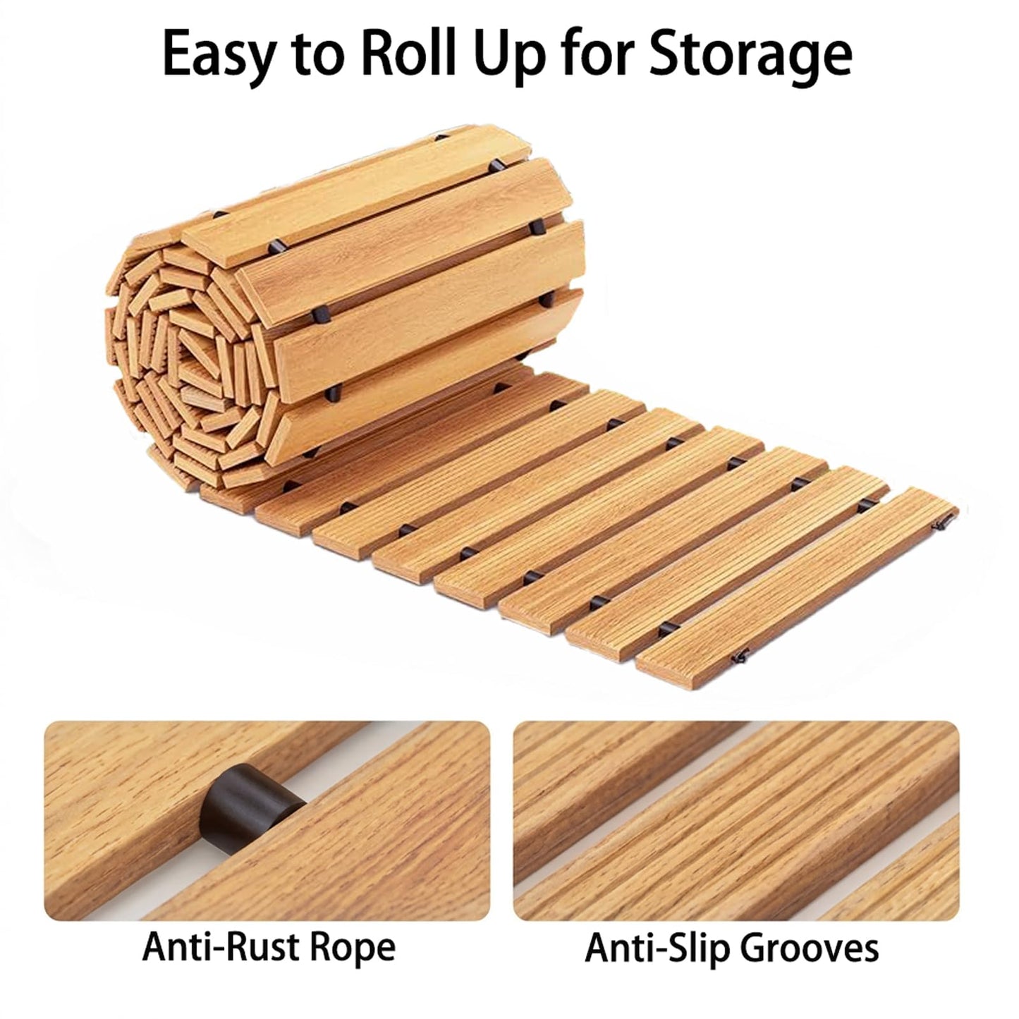 Wooden Garden Pathway Outdoor Walkway - 8 FT Roll Out Outdoor Pathway with Ground Stakes, Boardwalk Pavers for Outside Walkway, Non-Slip Garden Path for Backyard Decor, Lawn Landscaping, Natural