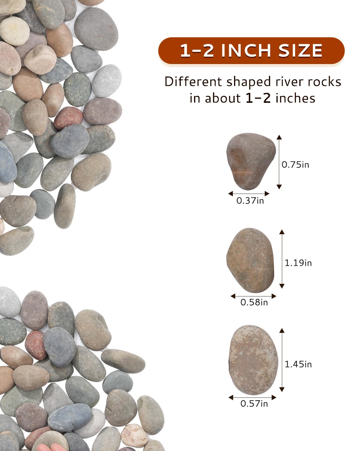 FAHAXIKI Natural River Rocks-40 lbs of Pebbles and River Stones,1-2 Inch Plant Rocks for Landscaping,Garden Paving,Crafting,Walkways,and Outdoor Decorative Stone,Mexican Beach River Rocks