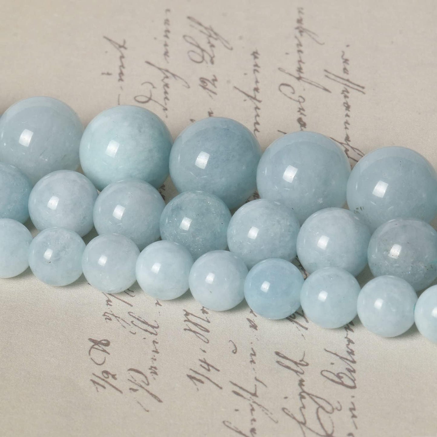 About 45pcs 8mm Natural Stone Beads Aquamarine Beads Crystal Gemstone for Jewelry Making, DIY Bracelet Necklace