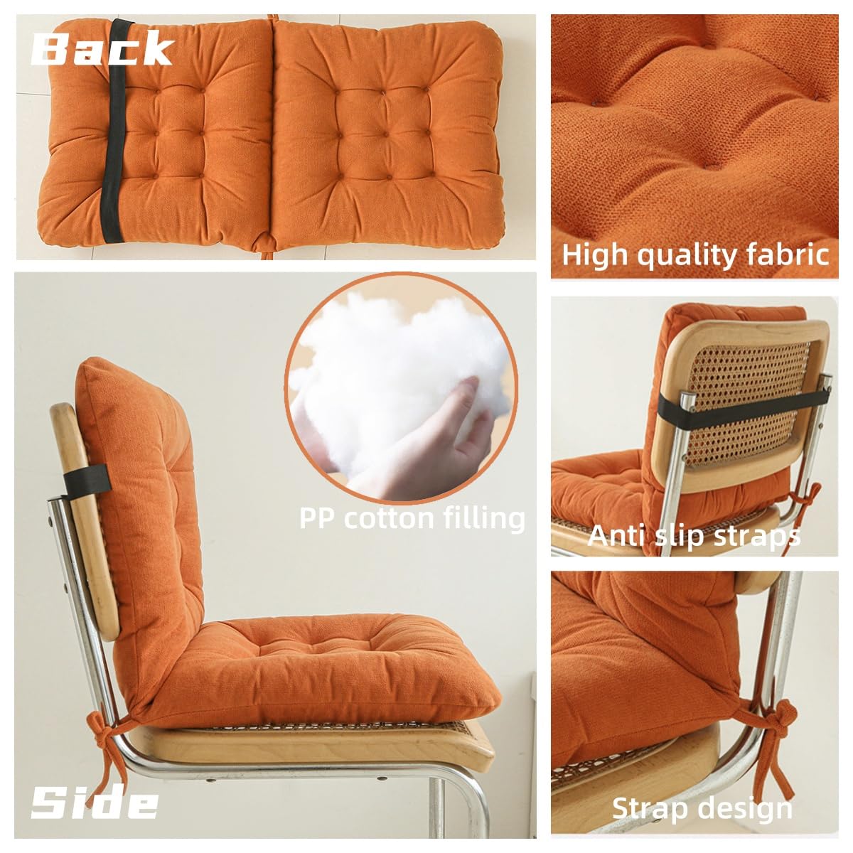 Yuthsona Desk Chair Cushion with Ties Office Seat Cushion Non-Slip Comfort Dorm Pad for Dorm, Desk, Dining Chair, Floor Sitting