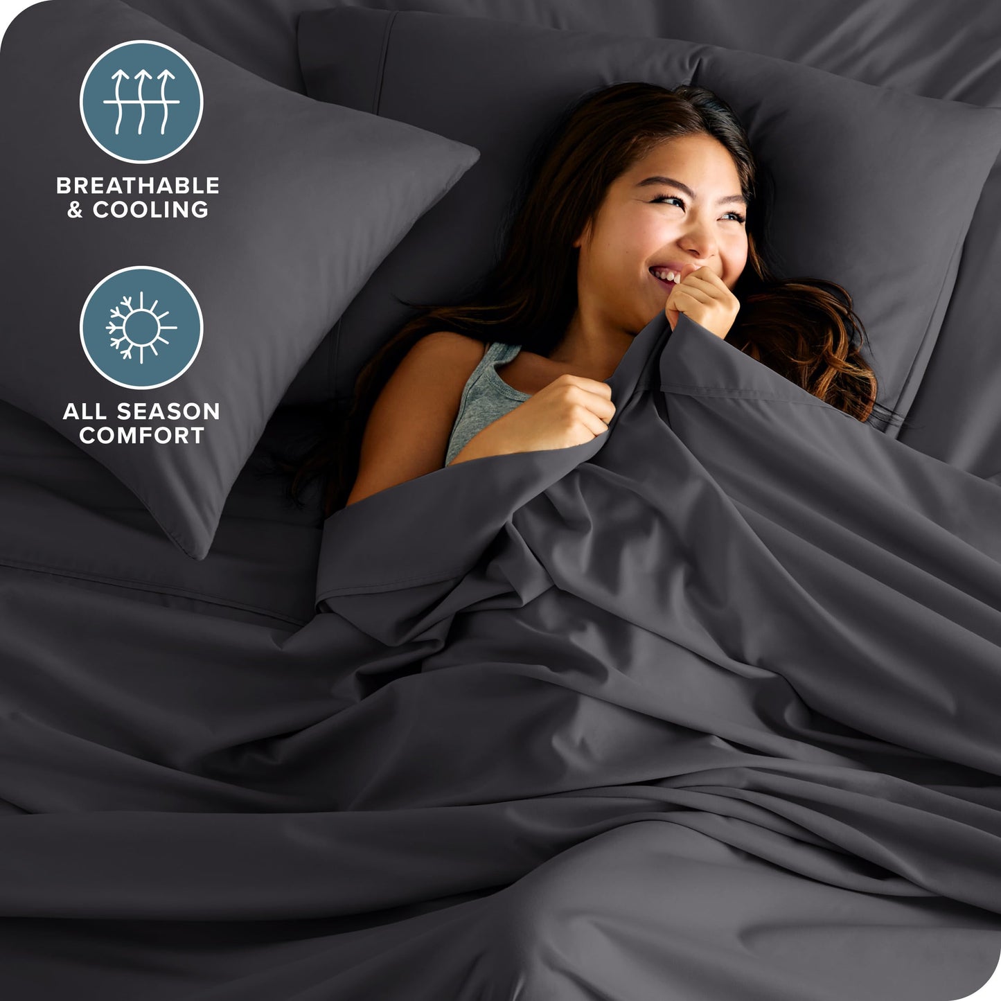 Bare Home Queen Sheet Set - 1800 Ultra-Soft Microfiber Queen Bed Sheets - Double Brushed - Deep Pockets - Easy Fit - 4 Piece Set - Bedding Sheets & Pillowcases (Queen, Forged Iron Grey)