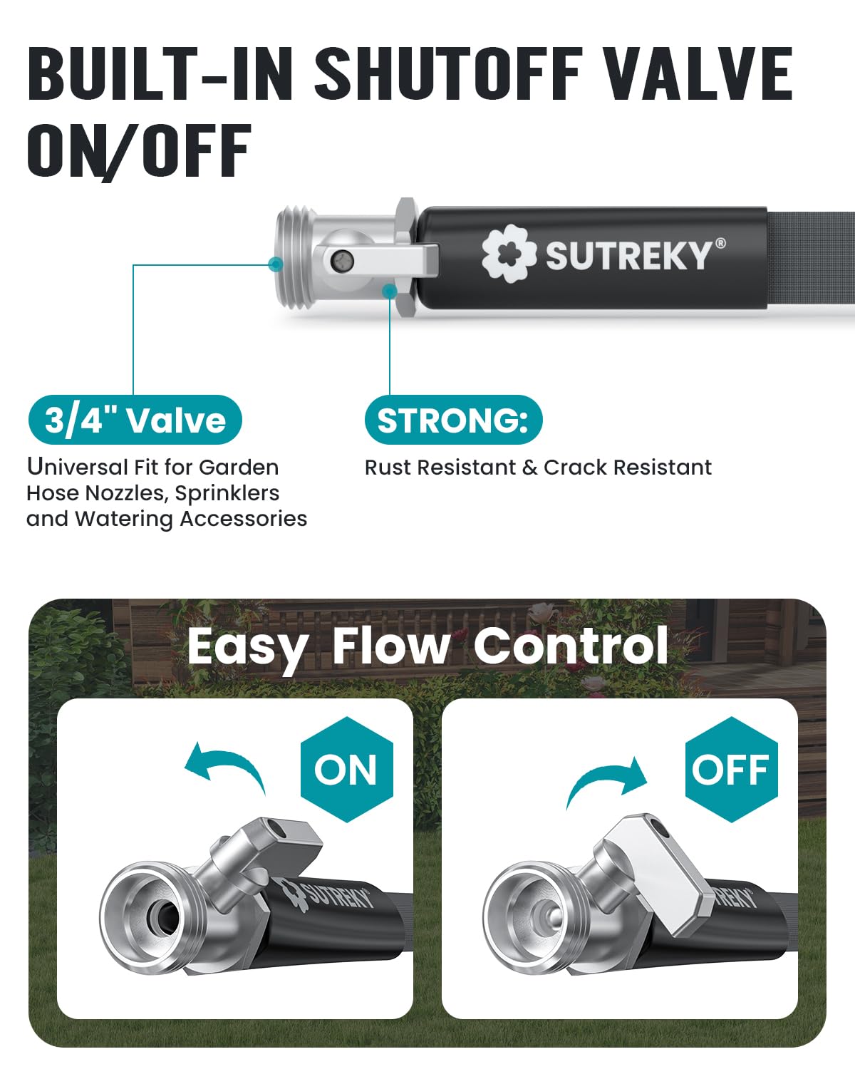 Garden Hose 50ft – Ultra-Light, Kink-Free, High-Pressure, Abrasion-Resistant, Durable, All-Weather, Eco-Friendly