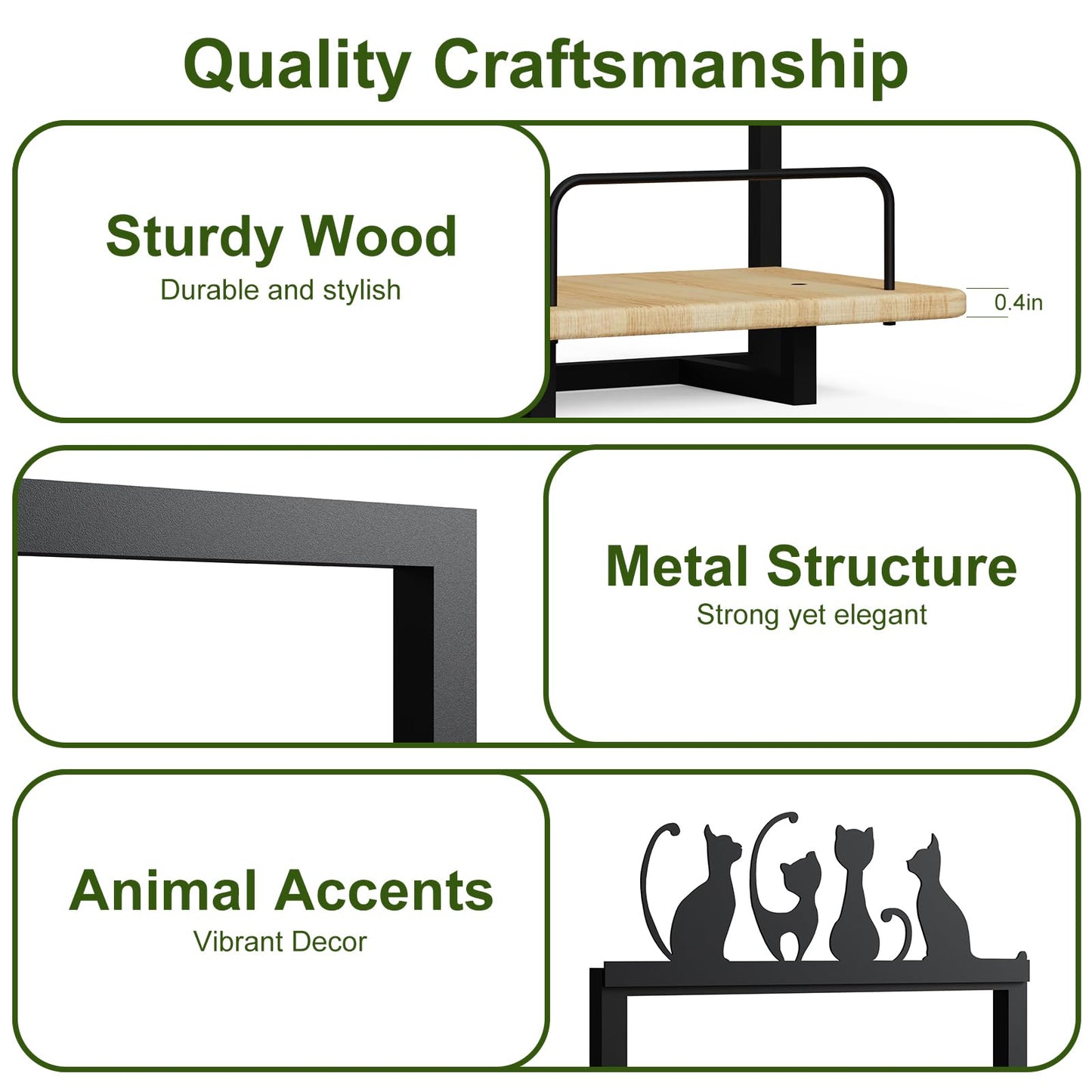 Shineled Wall Planter for Indoor Plants 2 Pack, Wall Mounted Plant Holder for Small Plants, Floating Wall Shelf for Plants, Real Oak Wood, Magnetic Animal Decor, Home Wall Decor (Cat)