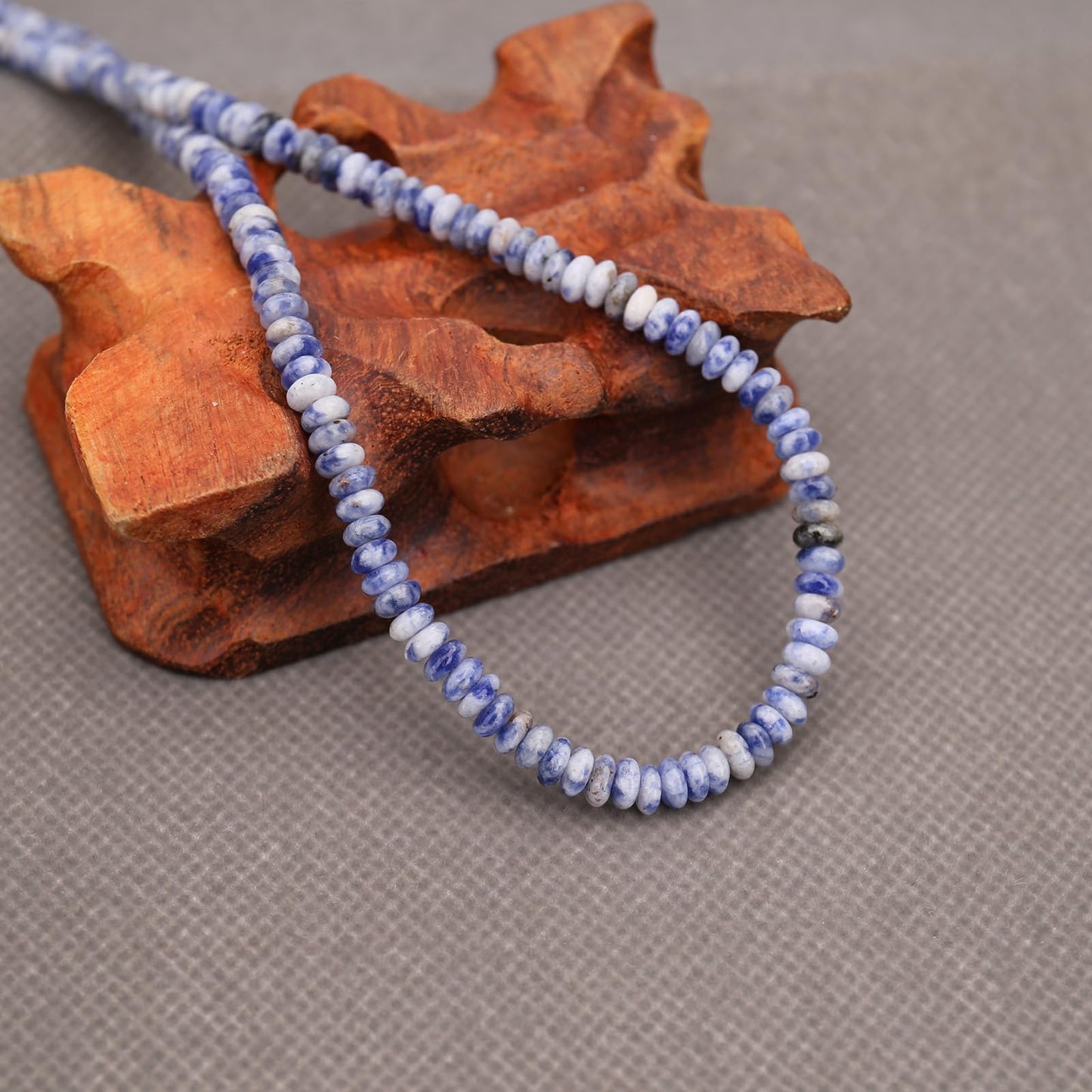 BONNY BOXX 1 Strand (150PCs) Natural 2 * 4mm Blue Dot Rondelle Beads, Natural Abacus Disk Stone Beads Loose Spacer Gemstone for DIY Bracelet Necklace Jewelry Making