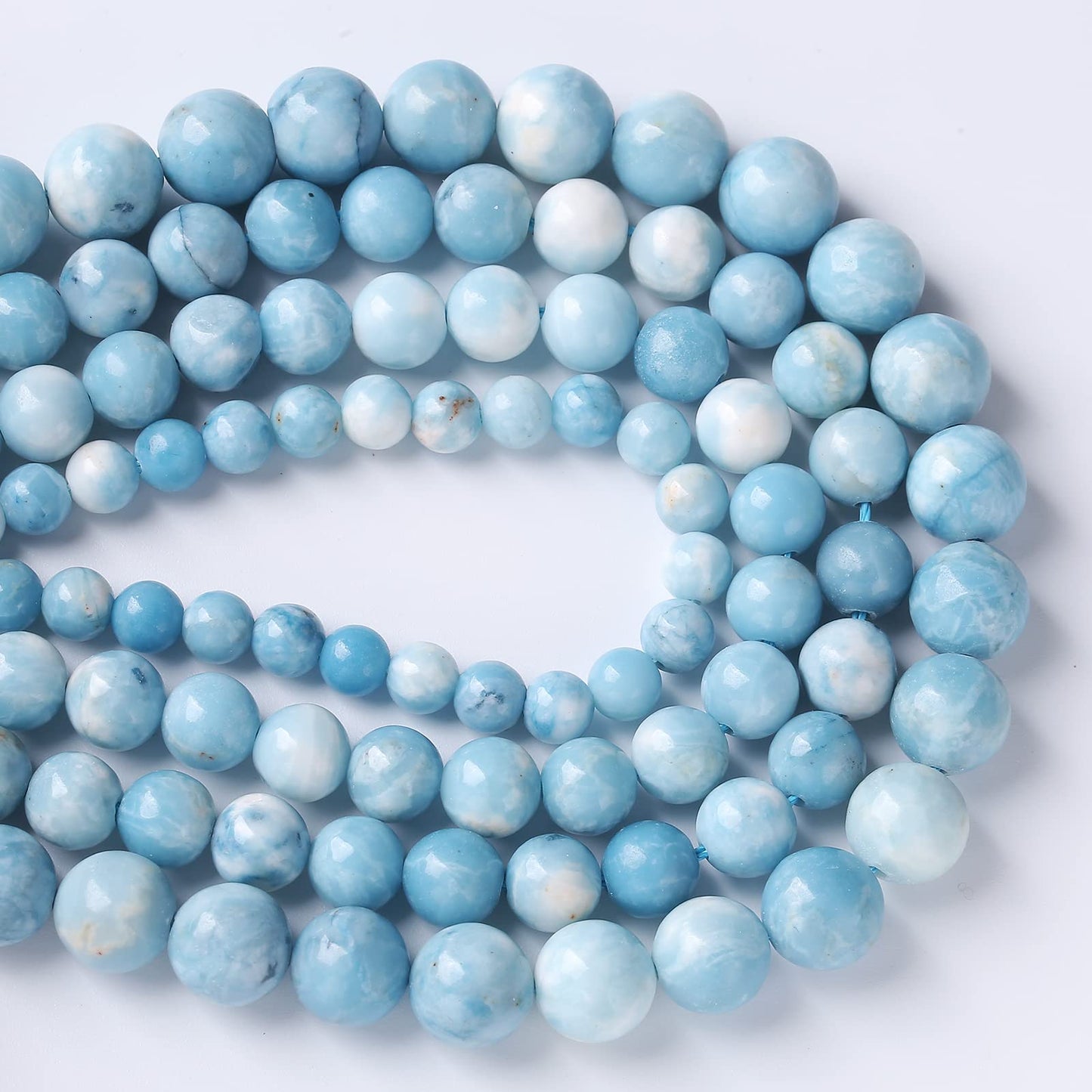 Larimar Beads 36pcs 10mm Natural Gemstone Round Loose Beads for Jewelry Making Energy Crystal Healing Power Gemstone DIY Bracelet Necklace (Blue Larimar Stone, 10mm)