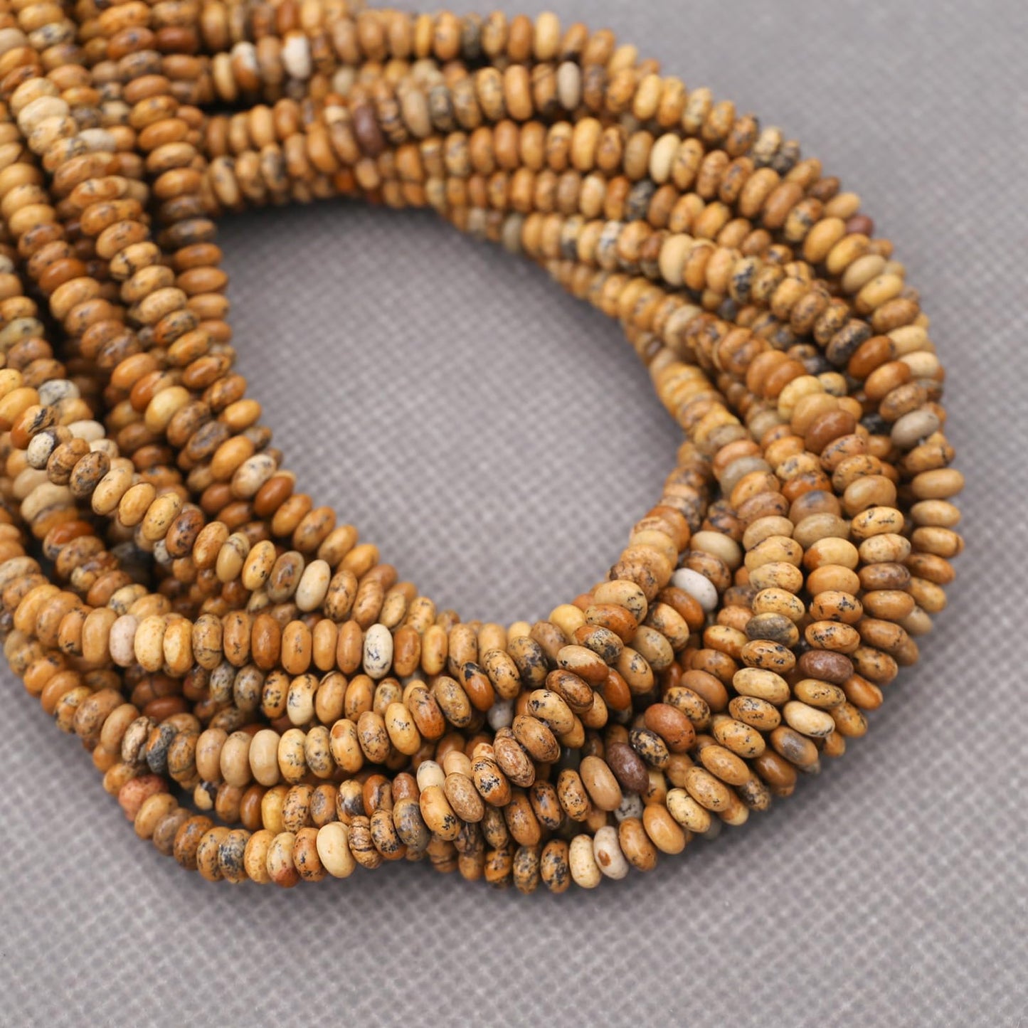 BONNY BOXX 1 Strand (150PCs) Natural 2 * 4mm Picture Jasper Rondelle Beads, Natural Abacus Disk Stone Beads Loose Spacer Gemstone for DIY Bracelet Necklace Jewelry Making