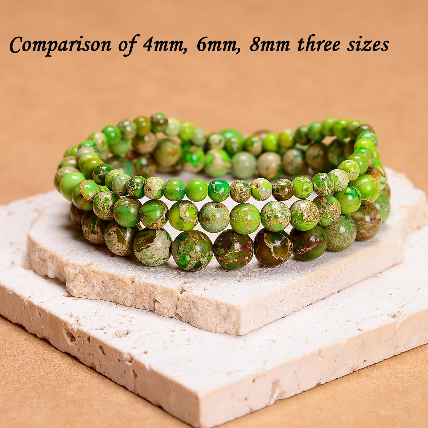 CHCCOYE 6mm Natural Healing Gemstone Bracelet Handmade Yoga Stretch Elastic Bracelet Stress Relief Crystal Jewelry for Men and Women (6mm,Meadow Shoushan stone)
