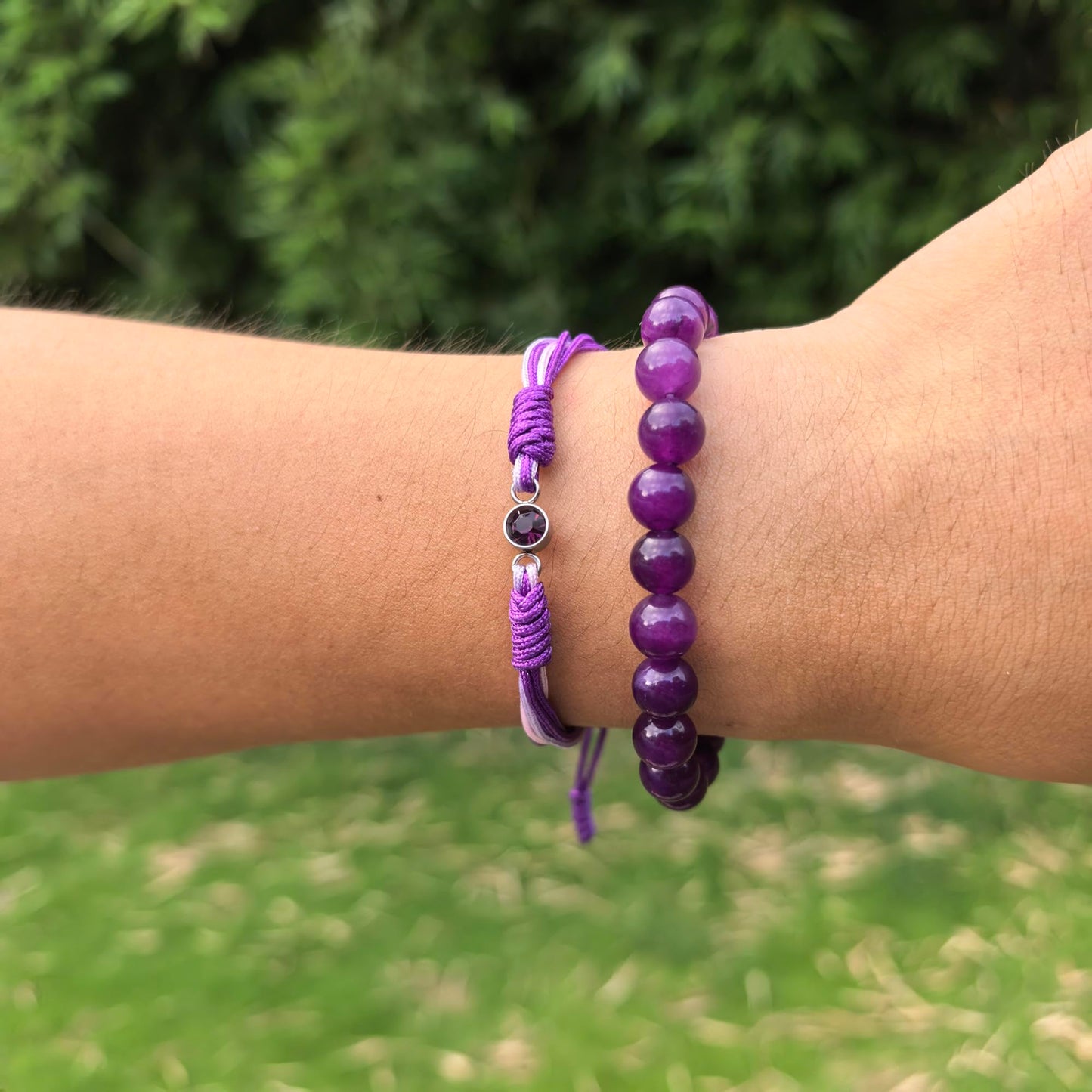 Crgwxzl February Birthstone Bracelets for Women Men,Healing Crystal Protection Stone Amethyst Beads Bracelet,String Wrap Zodiac Month Bracelets Birthday Jewelry Gifts
