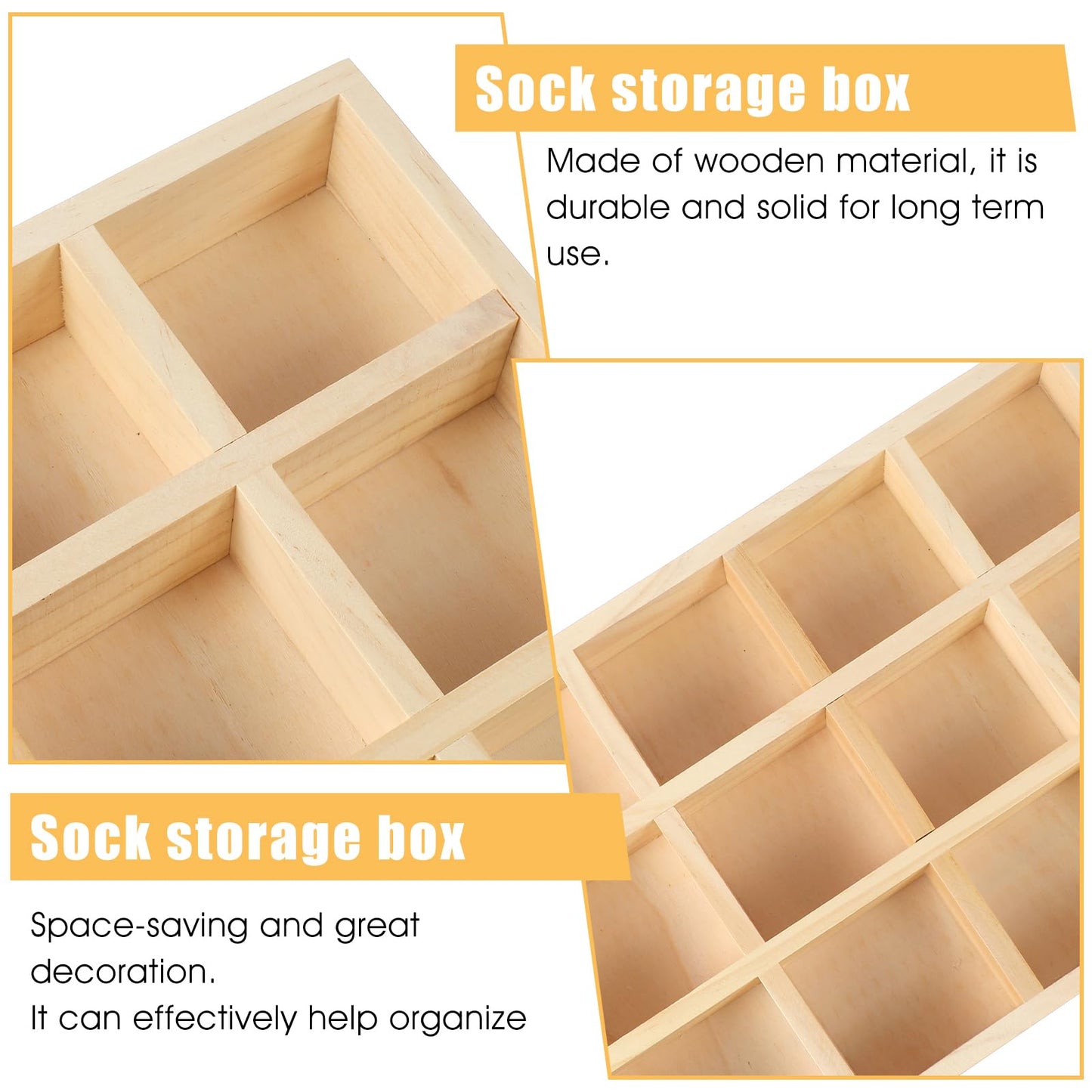 Douaowoc 2 Pack Wooden Sorting Tray Grid Display Wood Divided Organizer Rectangular Vanish Finished Section Box for Rings Earrings Necklaces Bracelets (12 Compartments, 12.9 x 9.1 x 1.55 Inch)