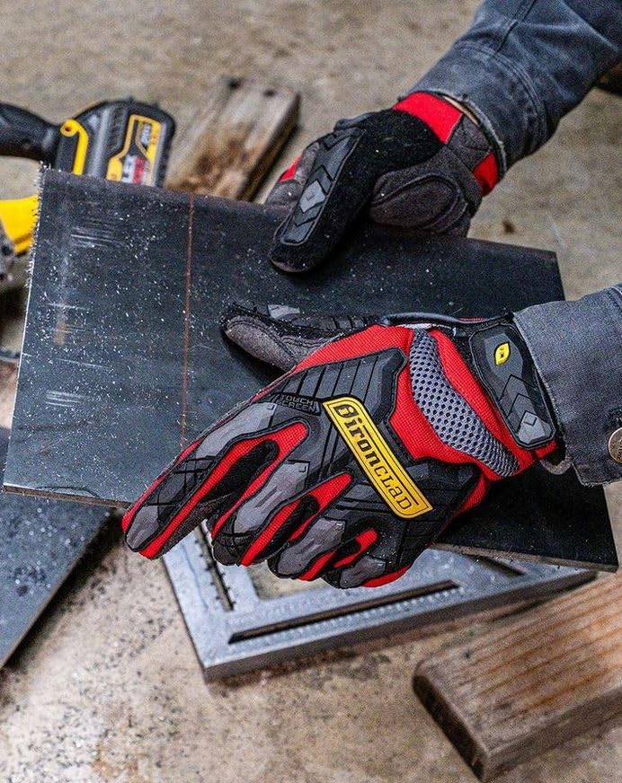 Ironclad Command Impact 360 Cut A5 Work Gloves; Touch Screen Gloves Conductive Palm & Fingers, Impact Protection, Machine Washable, Sized S, M, L, XL, XXL (1 Pair), Red (IEX-MIGR5-03-M)